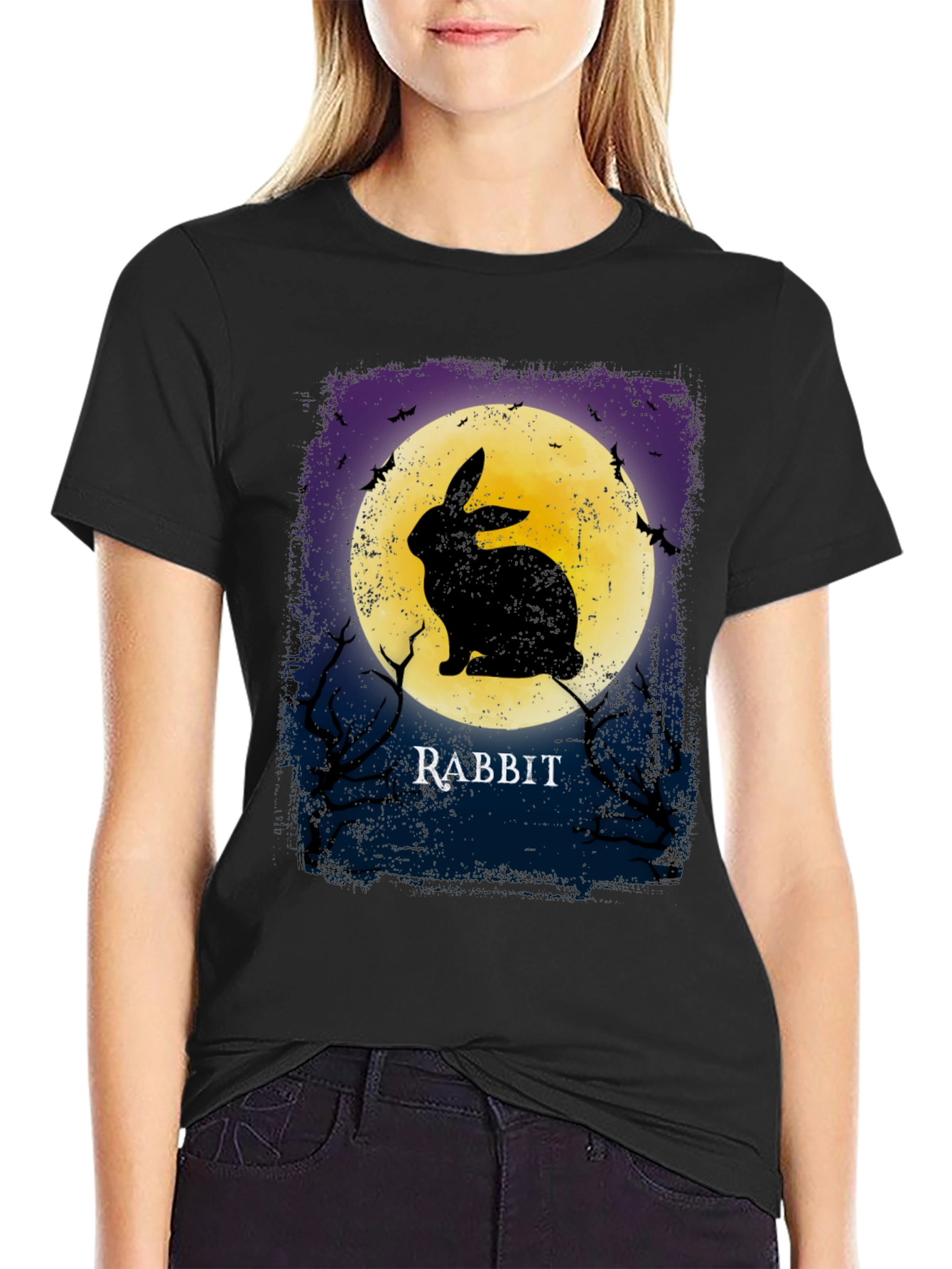 Rabbit Moon Graphic Tee - Spooky Halloween Shirt