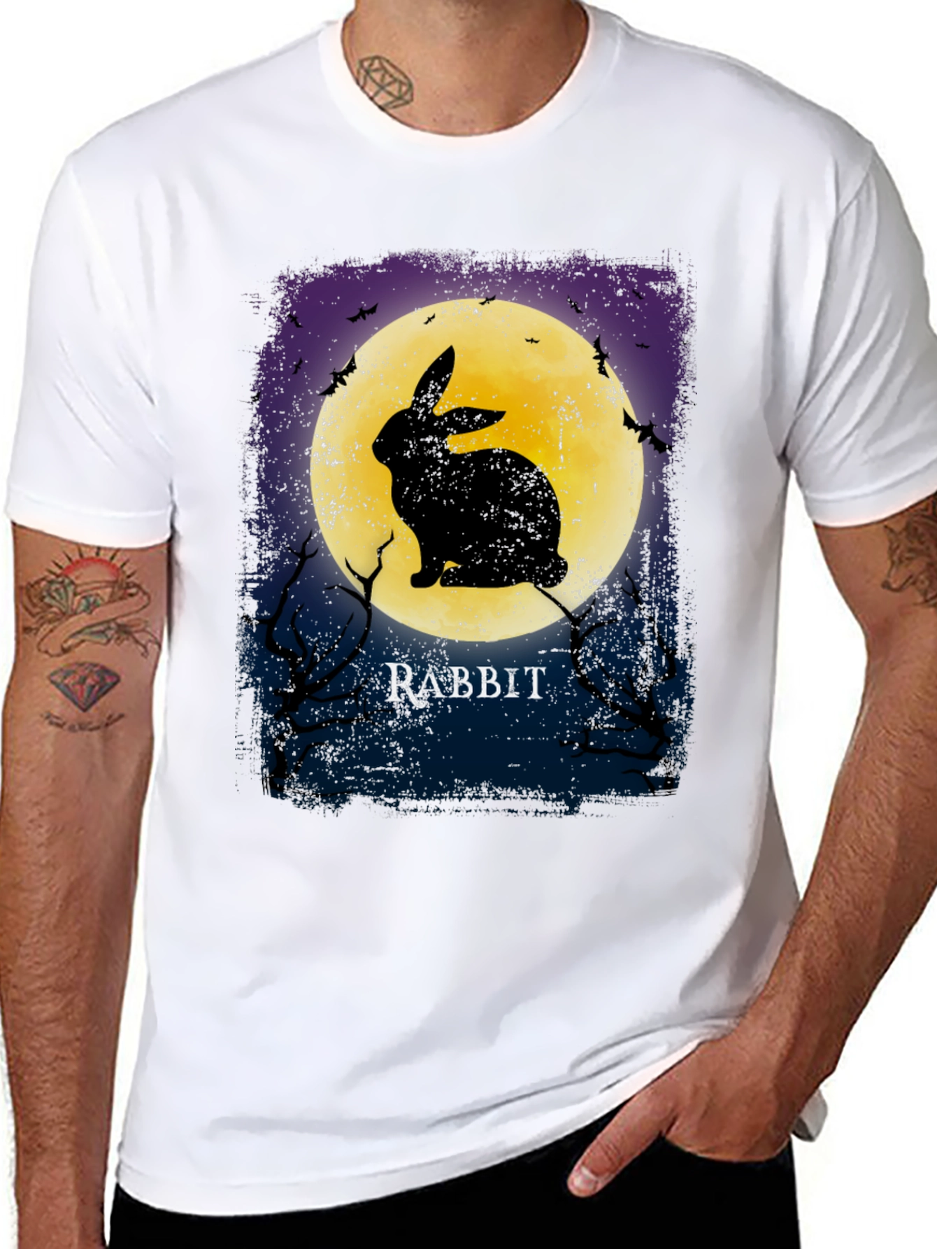 Rabbit Moon Graphic Tee - Spooky Halloween Shirt