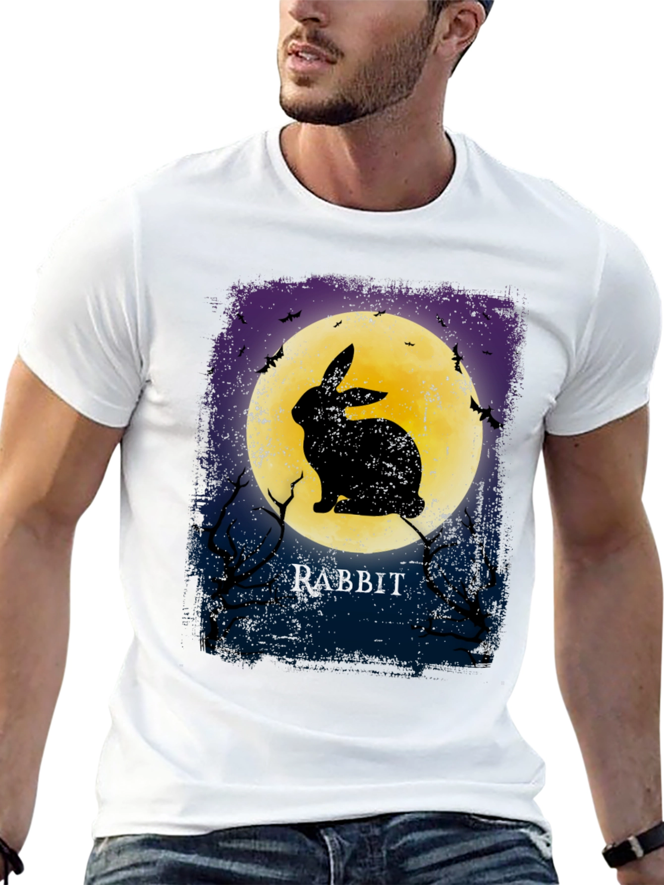 Rabbit Moon Graphic Tee - Spooky Halloween Shirt