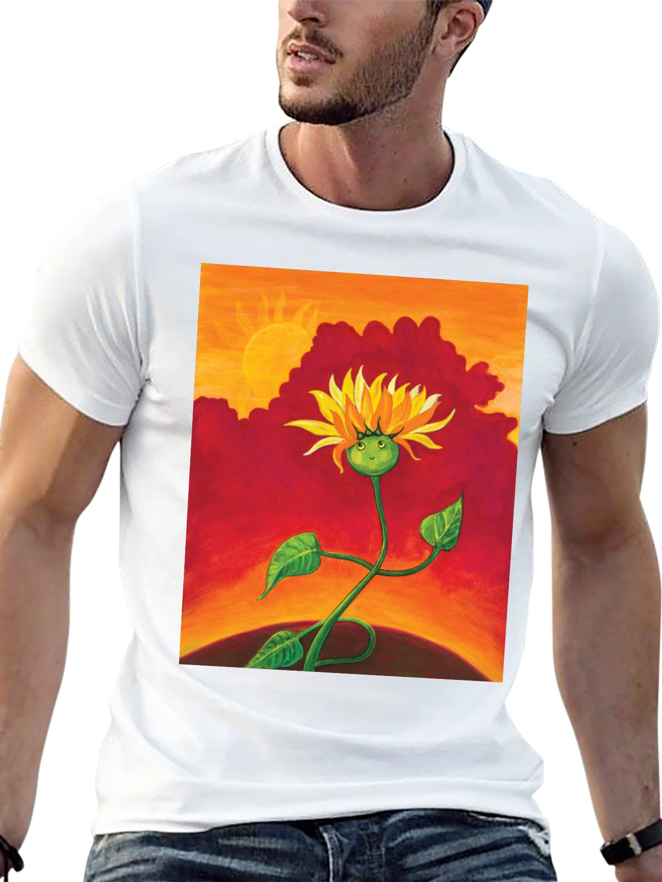 Sunflower Graphic Tee - Unique Art T-Shirt
