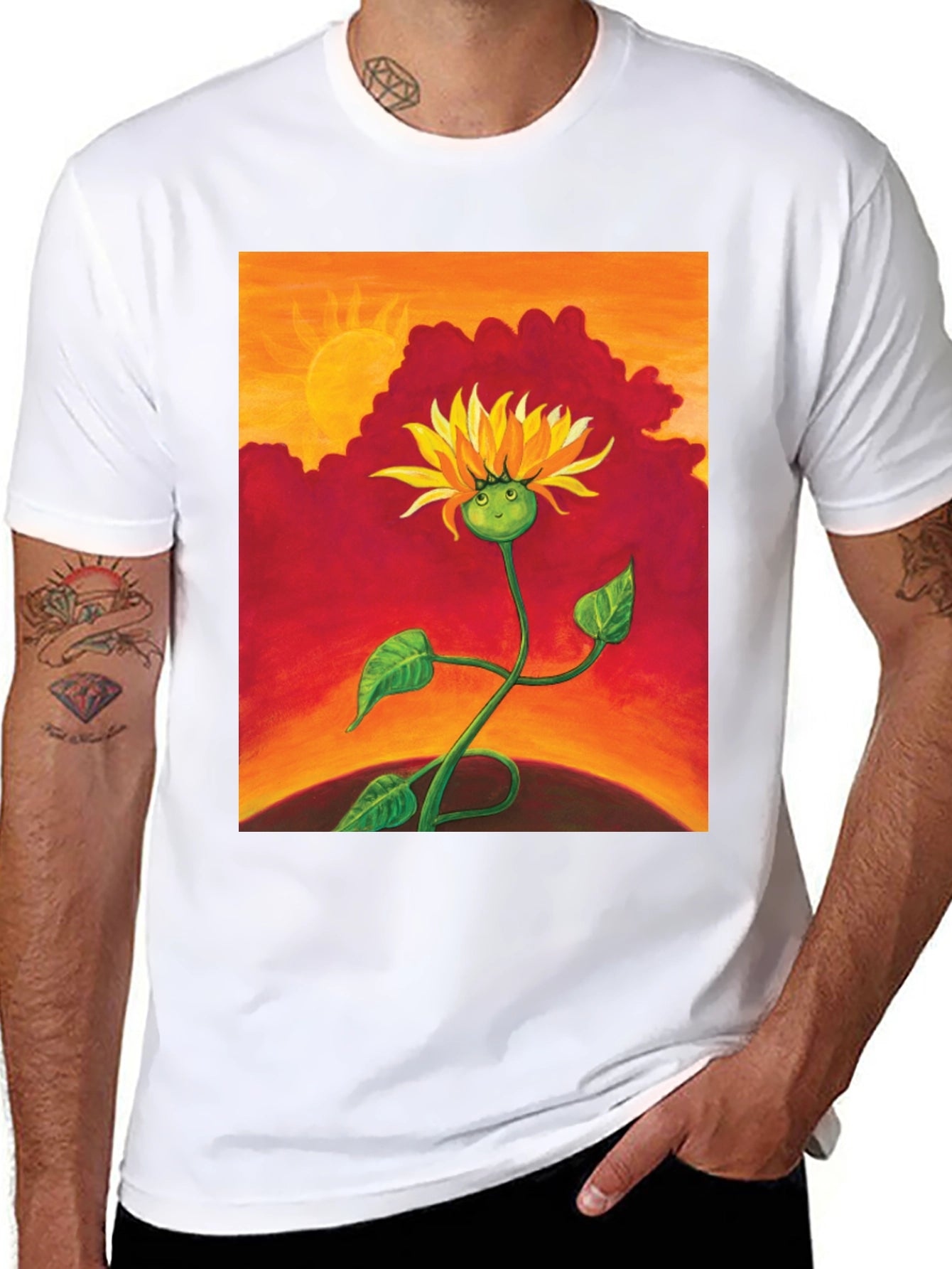 Sunflower Graphic Tee - Unique Art T-Shirt