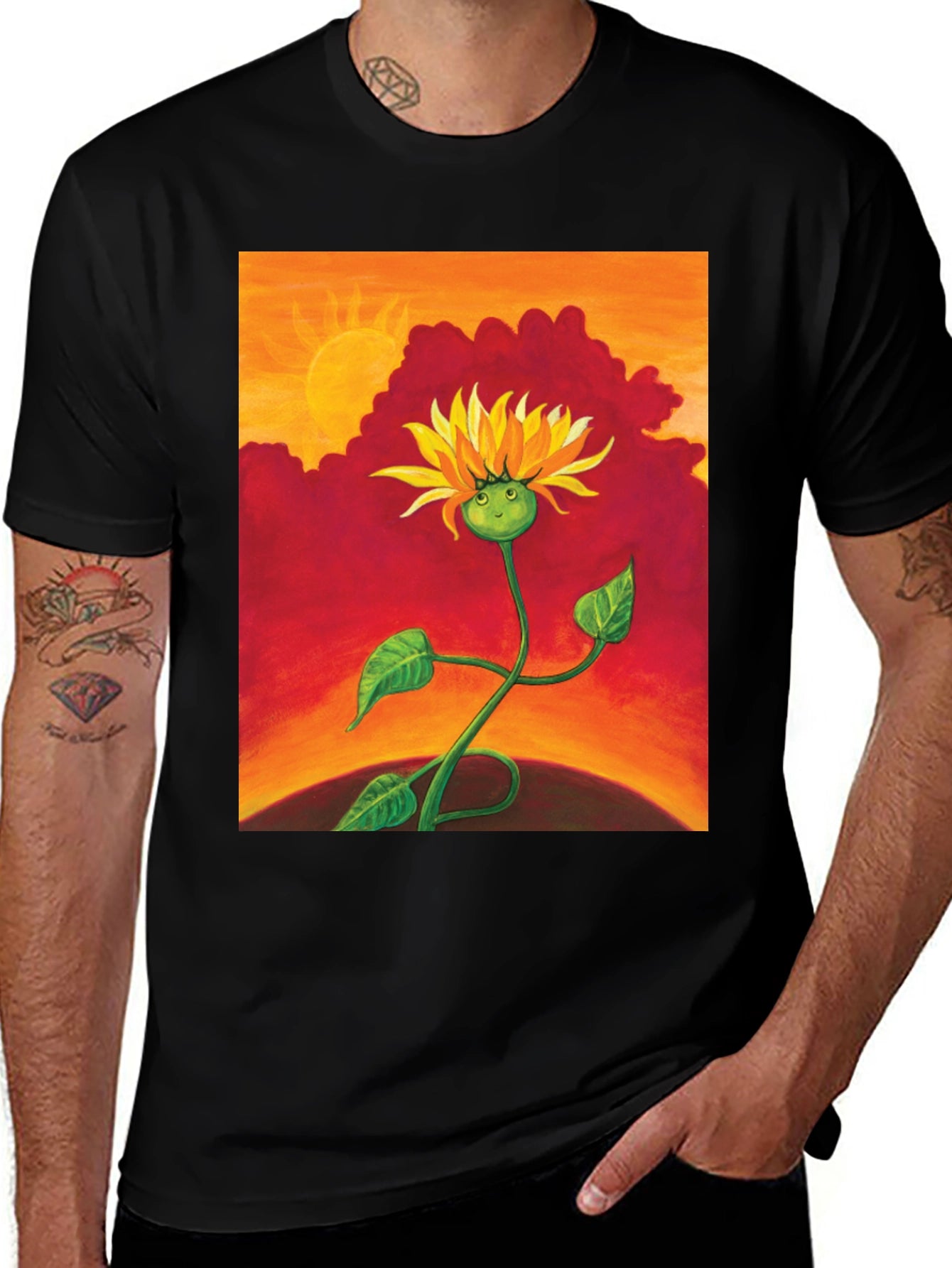 Sunflower Graphic Tee - Unique Art T-Shirt