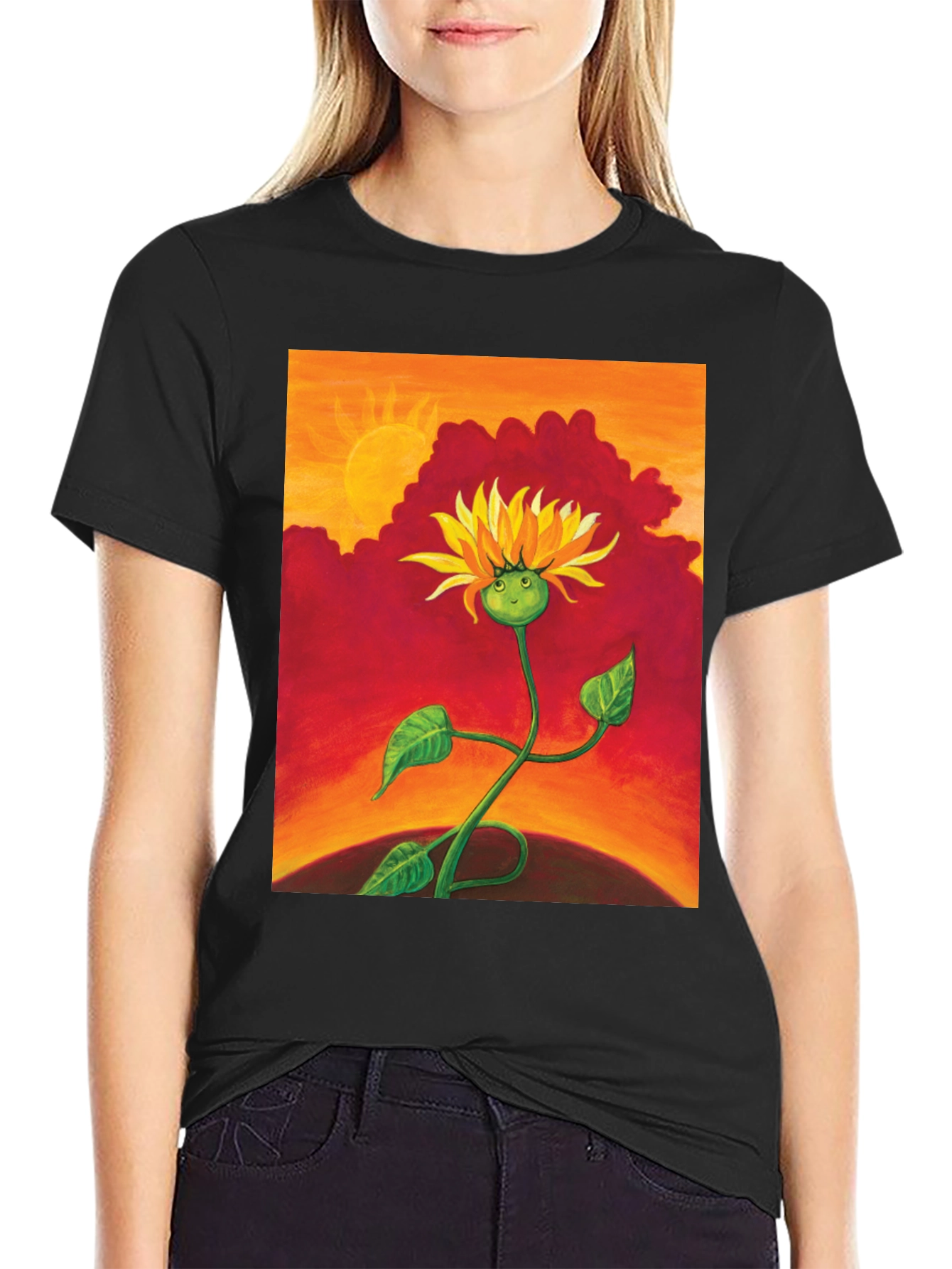 Sunflower Graphic Tee - Unique Art T-Shirt