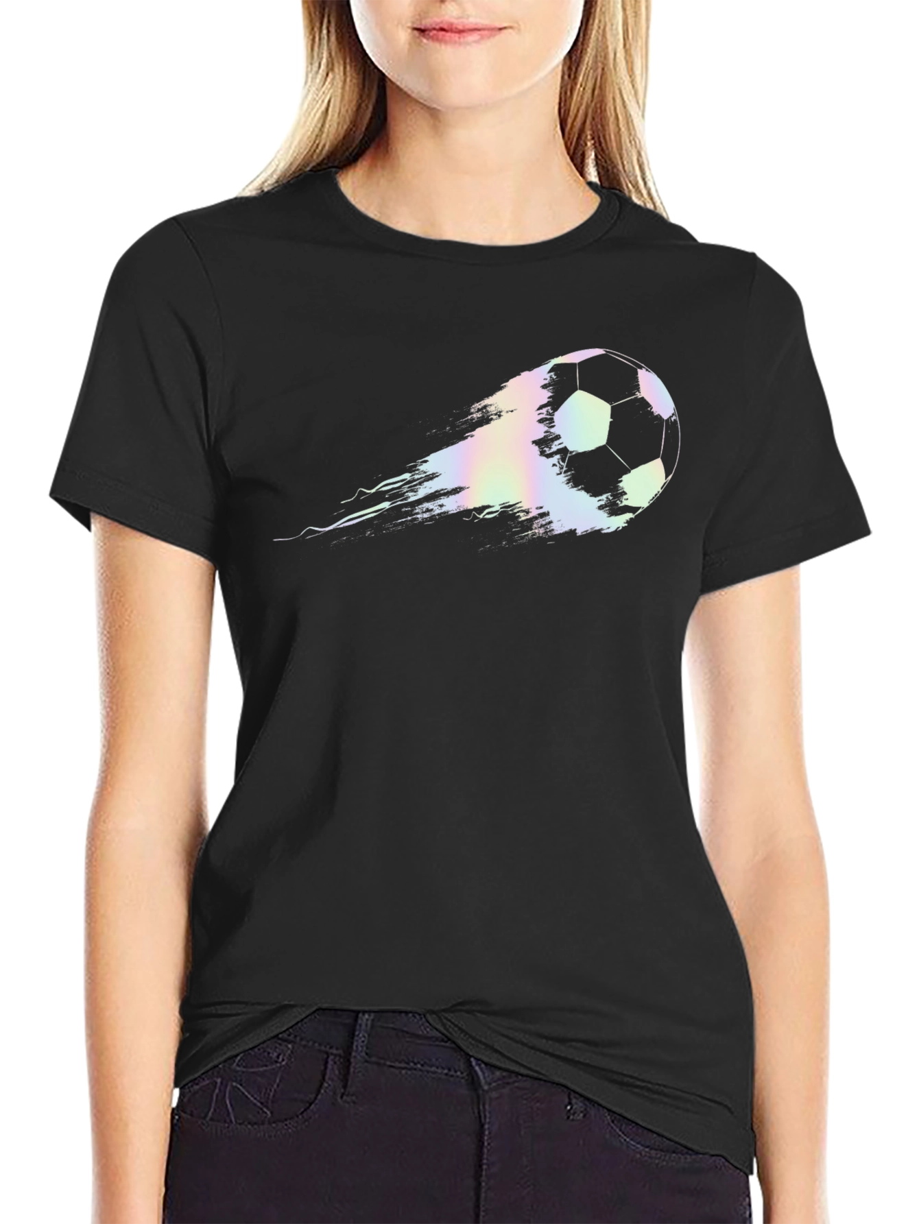 Cool Soccer Ball Graphic T-Shirt - Black
