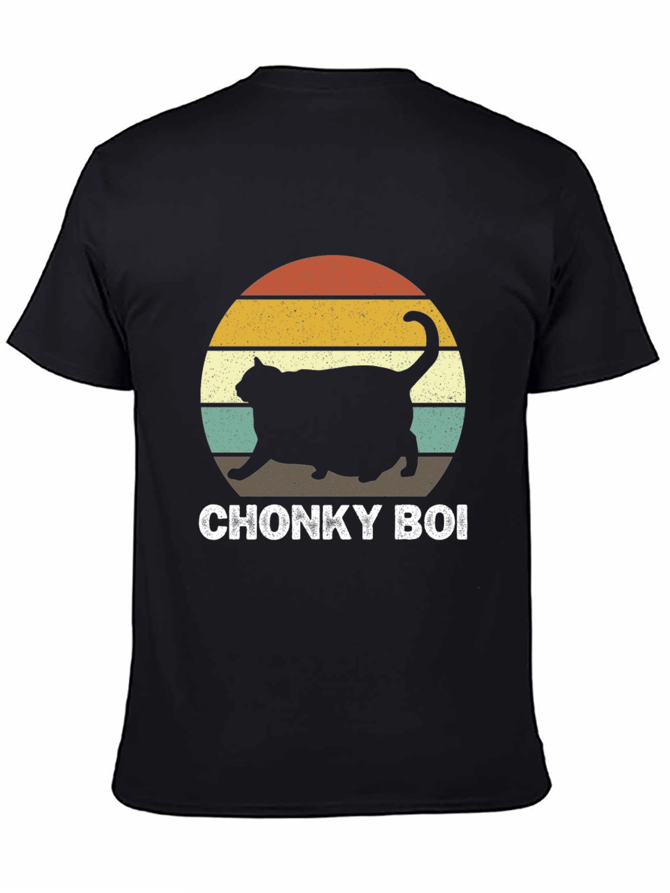 Chonky Boi Cat T-Shirt Retro Sunset