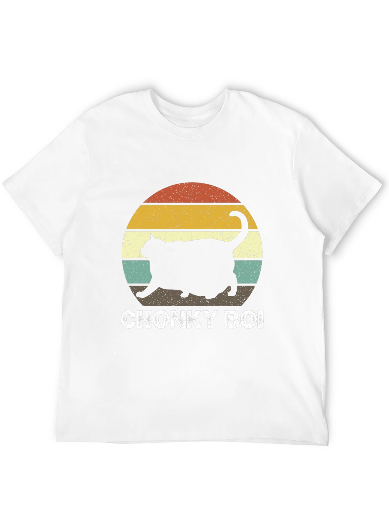 Chonky Boi Cat T-Shirt Retro Sunset