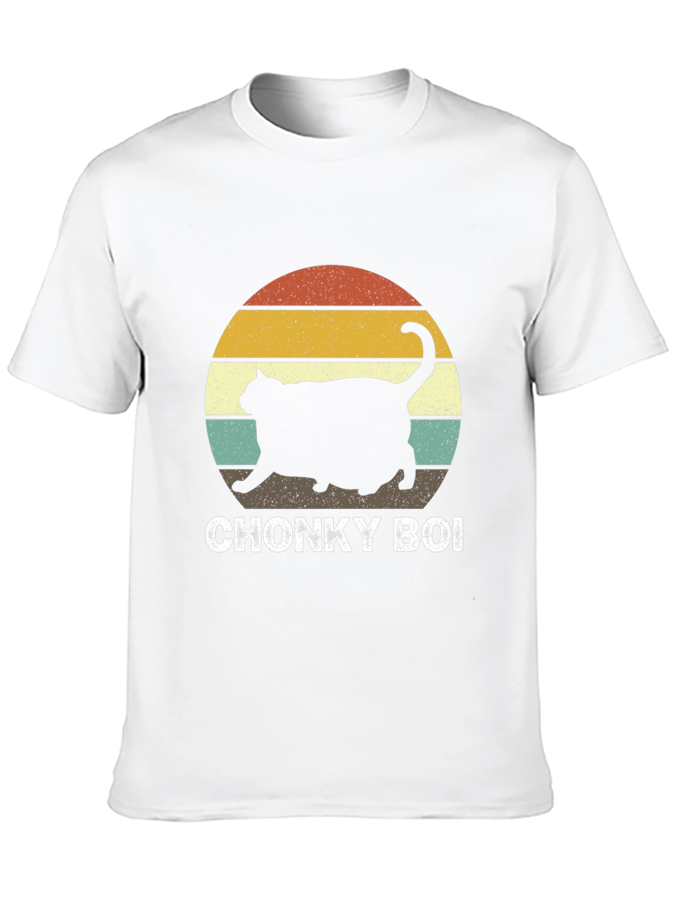 Chonky Boi Cat T-Shirt Retro Sunset