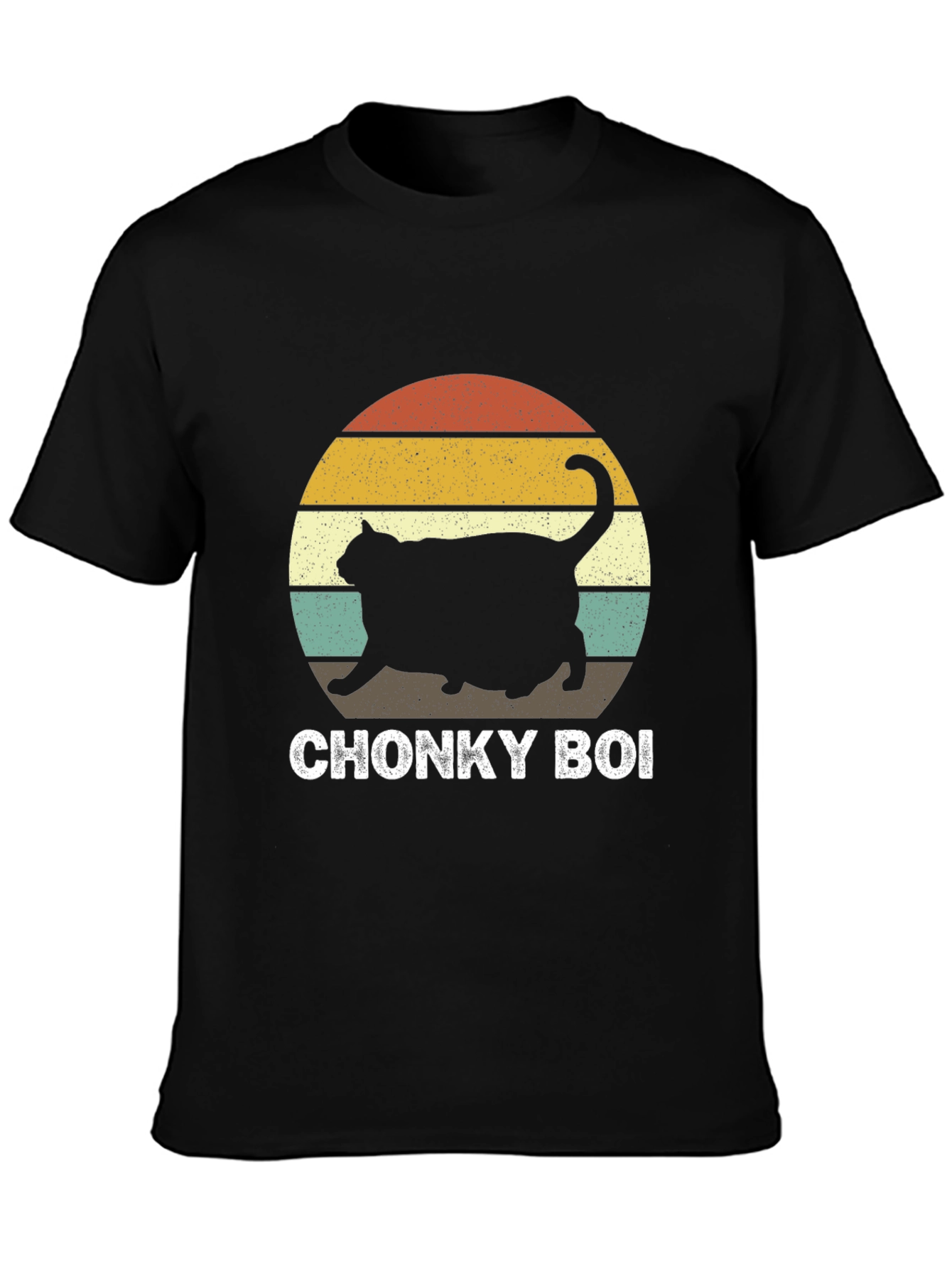 Chonky Boi Cat T-Shirt Retro Sunset