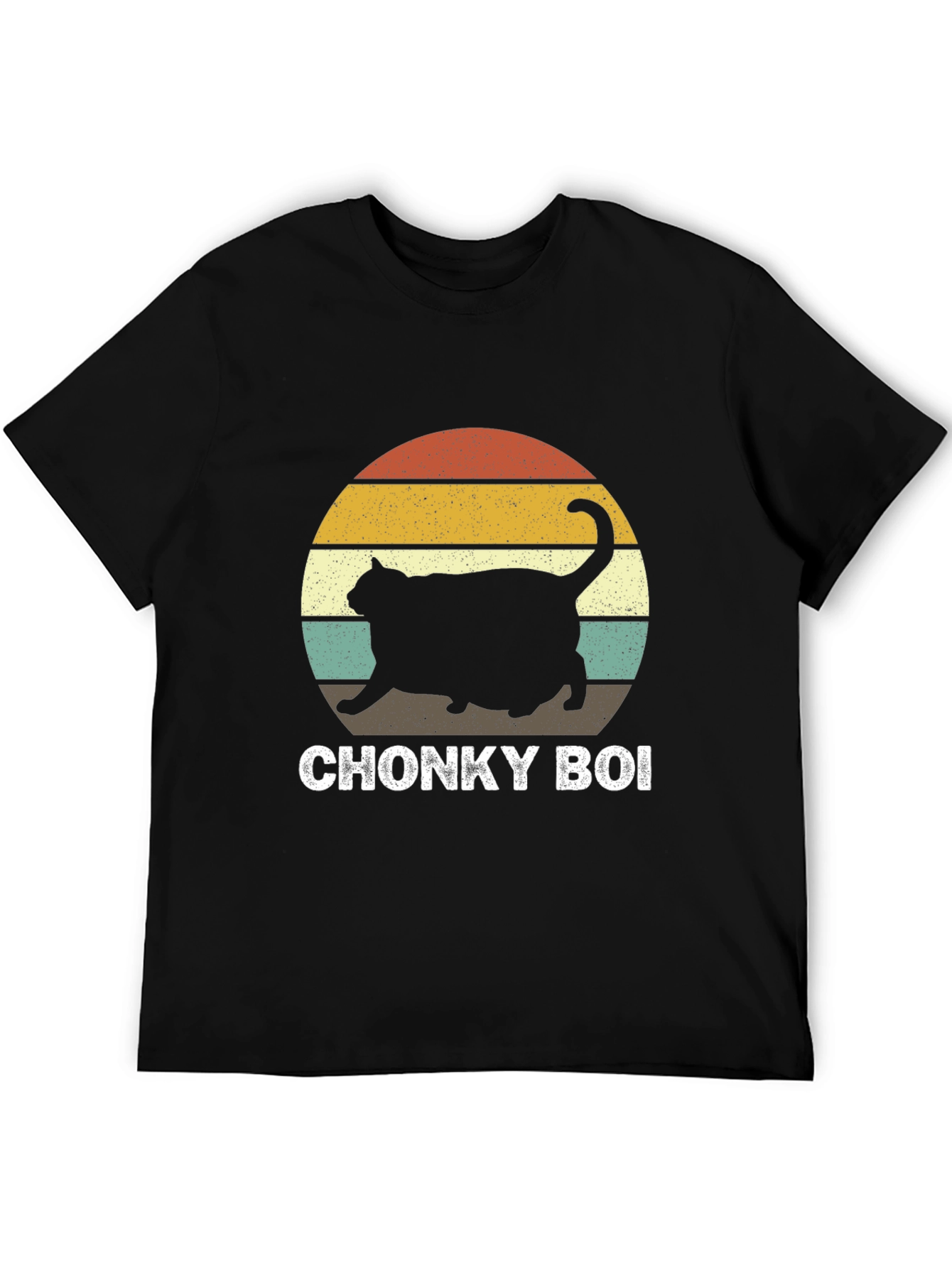 Chonky Boi Cat T-Shirt Retro Sunset