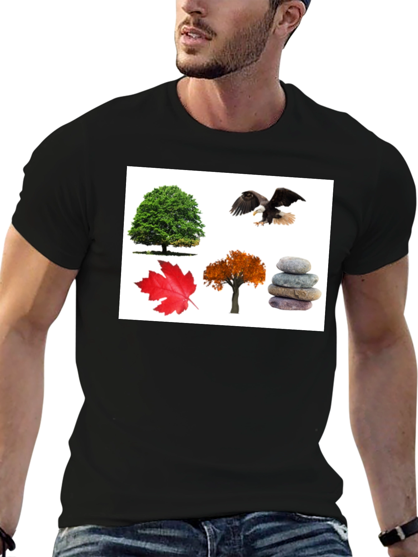 Nature Collage Black T-Shirt