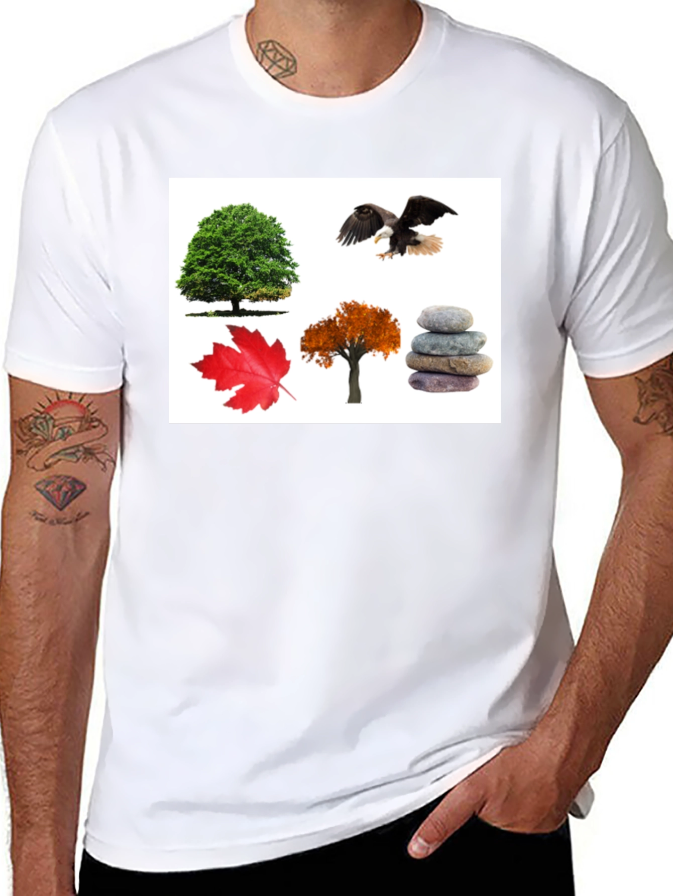 Nature Collage Black T-Shirt
