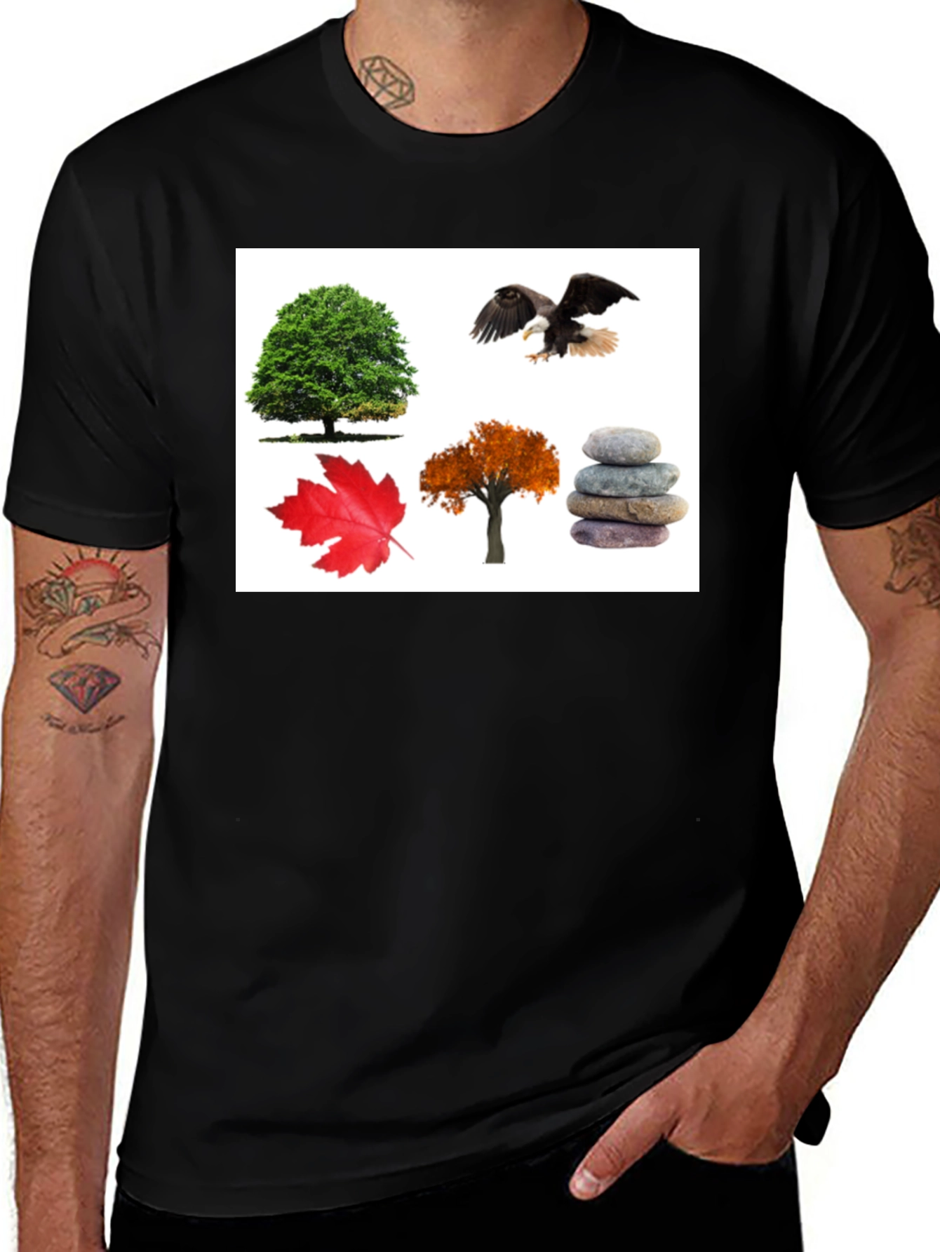 Nature Collage Black T-Shirt