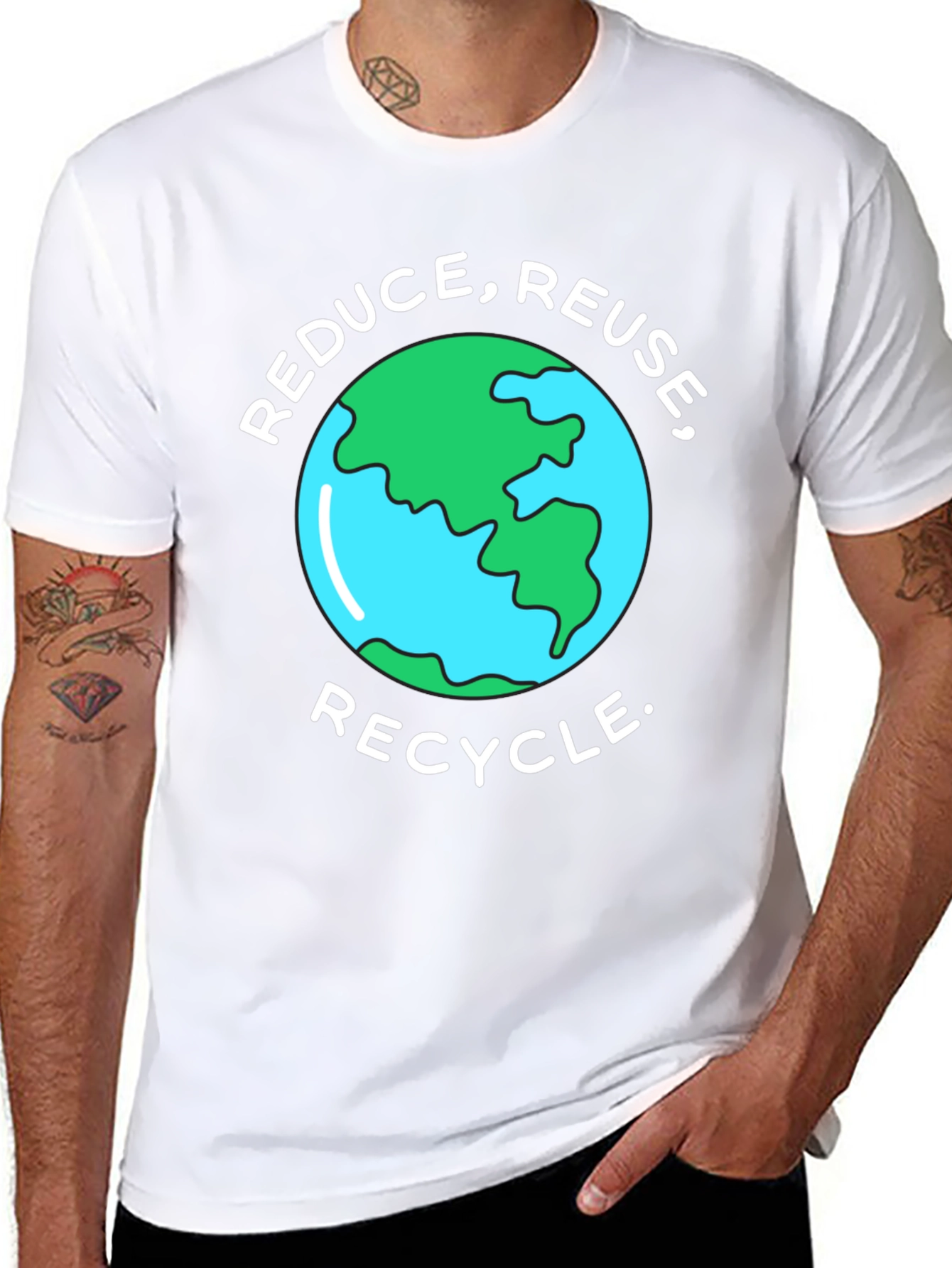 Eco-Friendly Reduce Reuse Recycle Earth Graphic T-Shirt