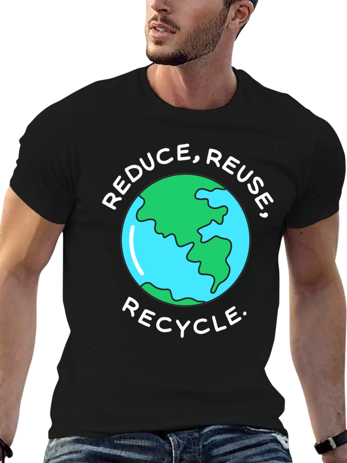 Eco-Friendly Reduce Reuse Recycle Earth Graphic T-Shirt