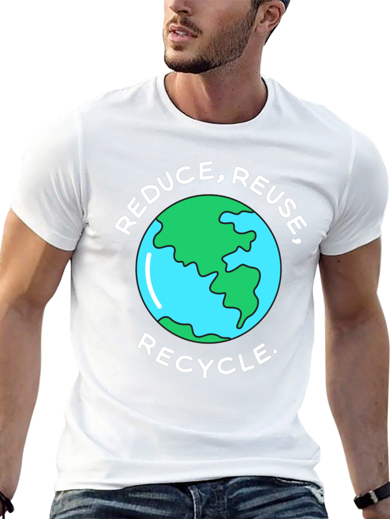 Eco-Friendly Reduce Reuse Recycle Earth Graphic T-Shirt