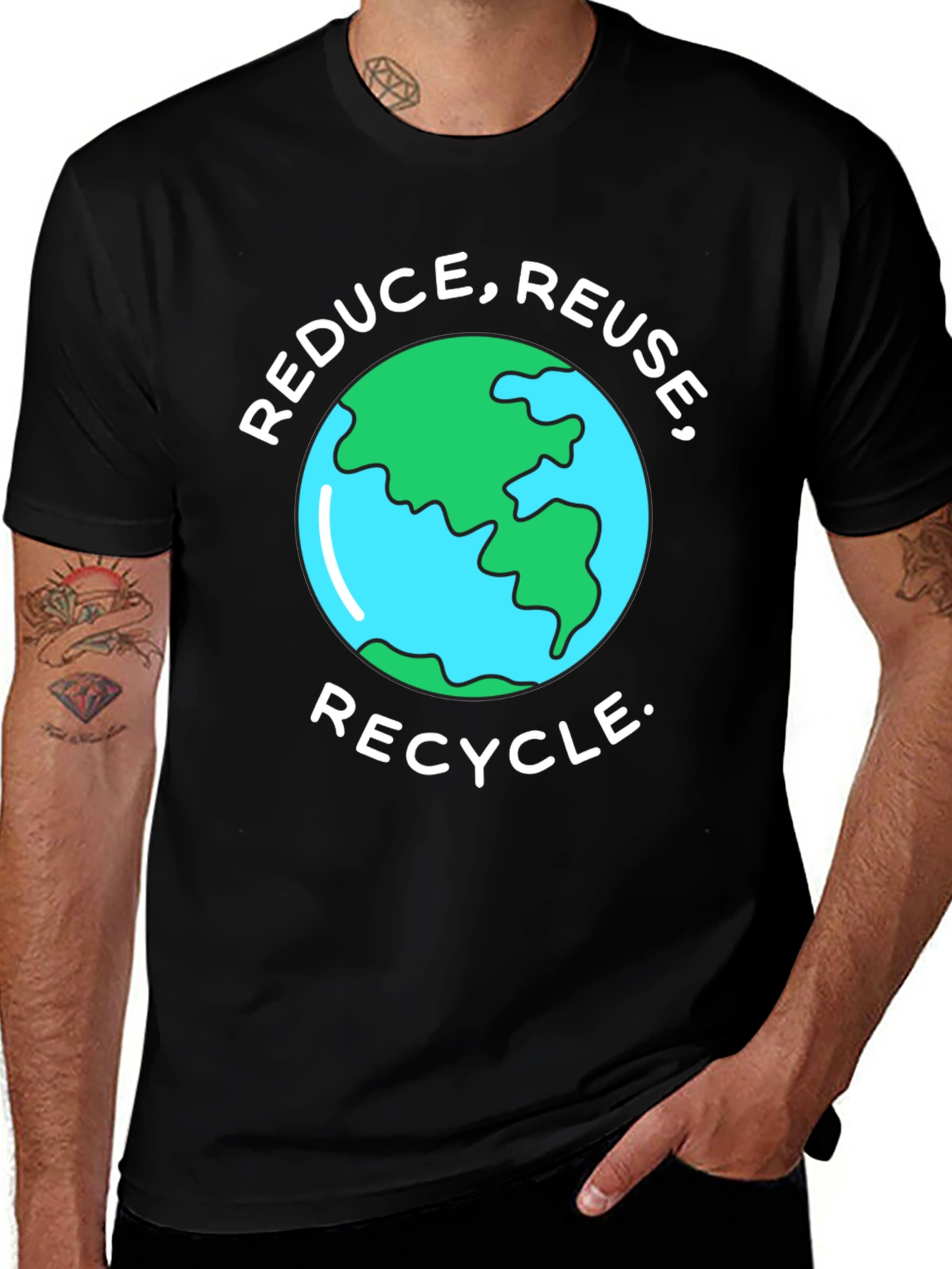 Eco-Friendly Reduce Reuse Recycle Earth Graphic T-Shirt