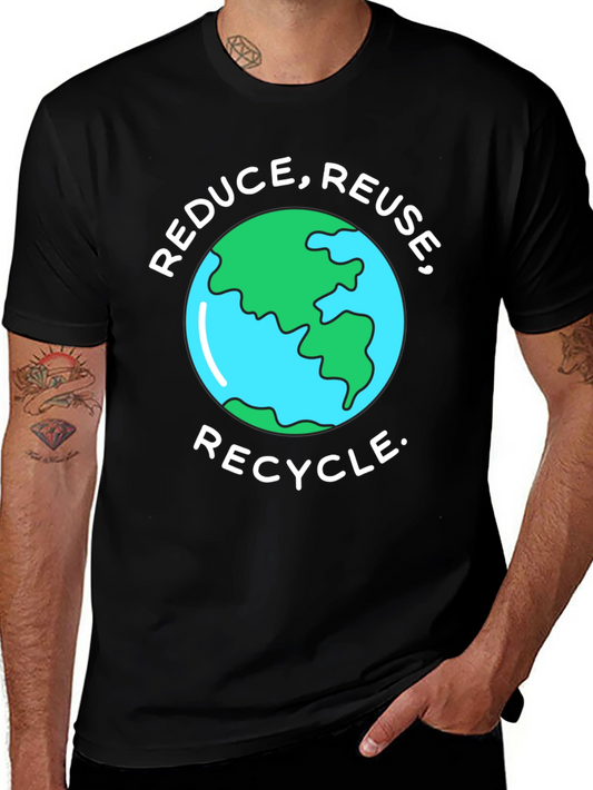 Eco-Friendly Reduce Reuse Recycle Earth Graphic T-Shirt