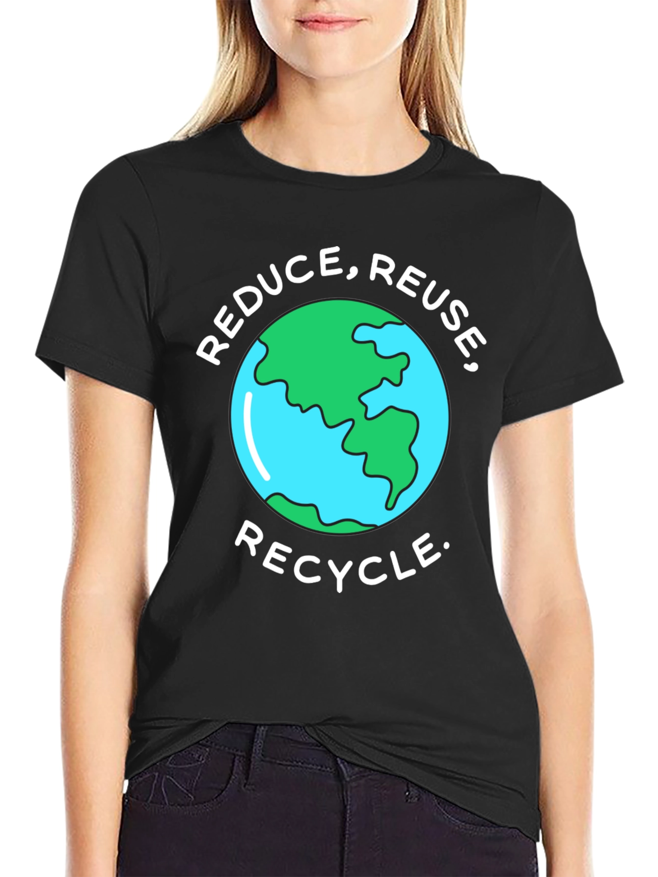 Eco-Friendly Reduce Reuse Recycle Earth Graphic T-Shirt