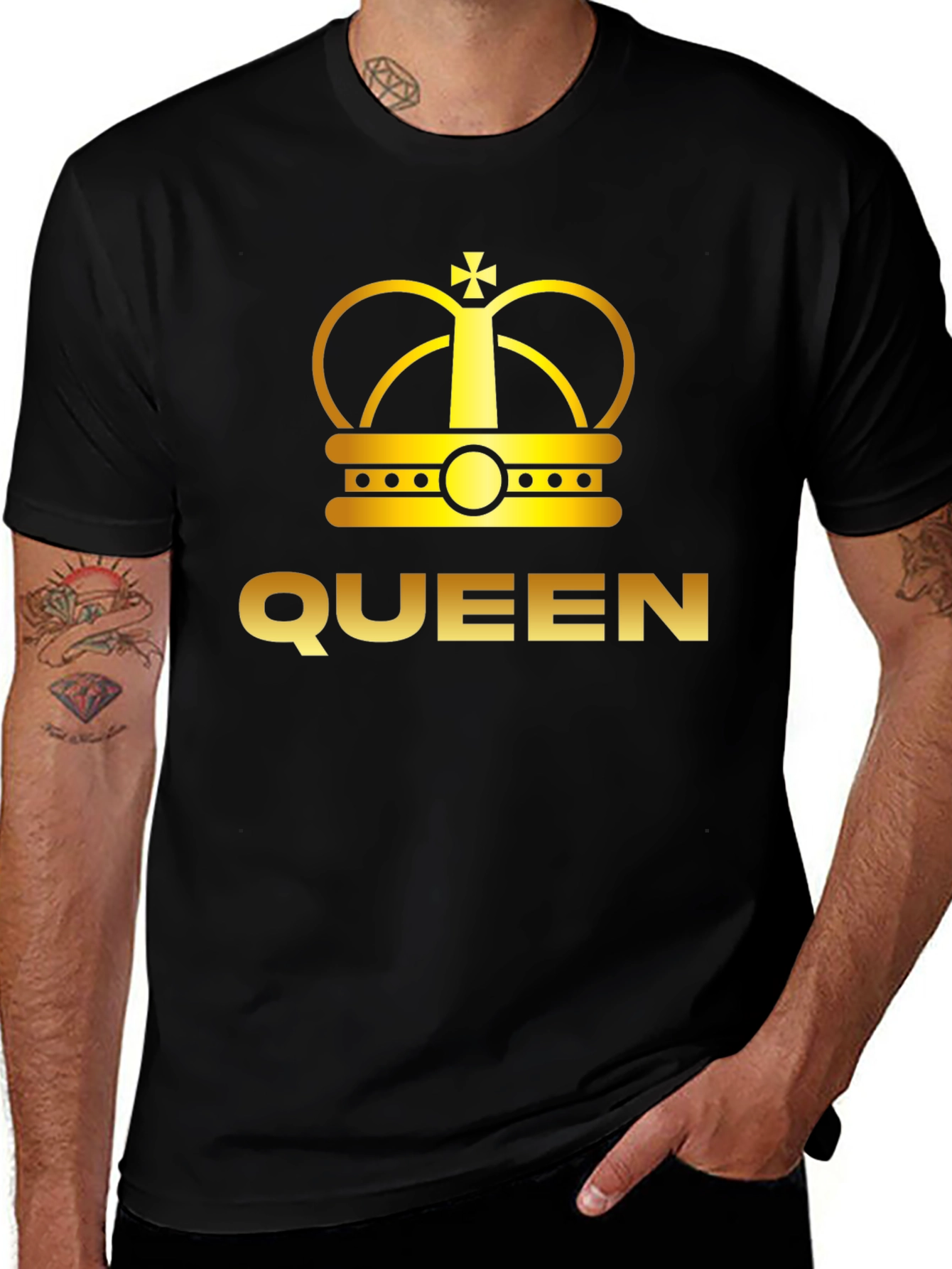 Queen Crown Graphic Tee - Black Cotton T-Shirt