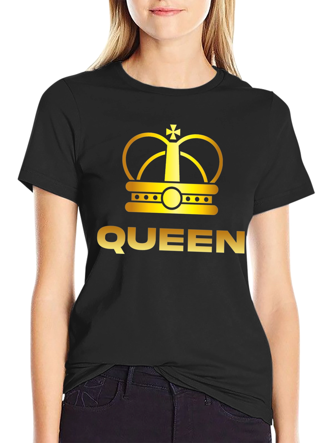 Queen Crown Graphic Tee - Black Cotton T-Shirt