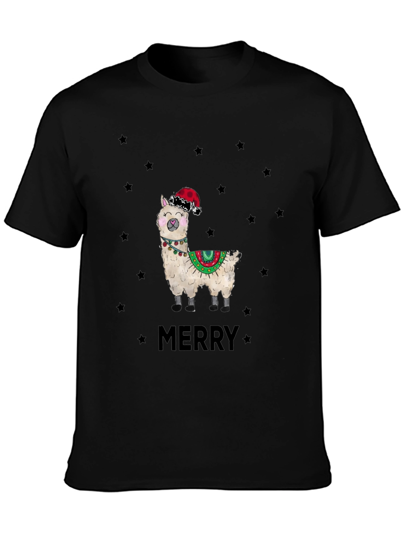 Festive Llama Graphic Tee - Christmas Holiday Apparel