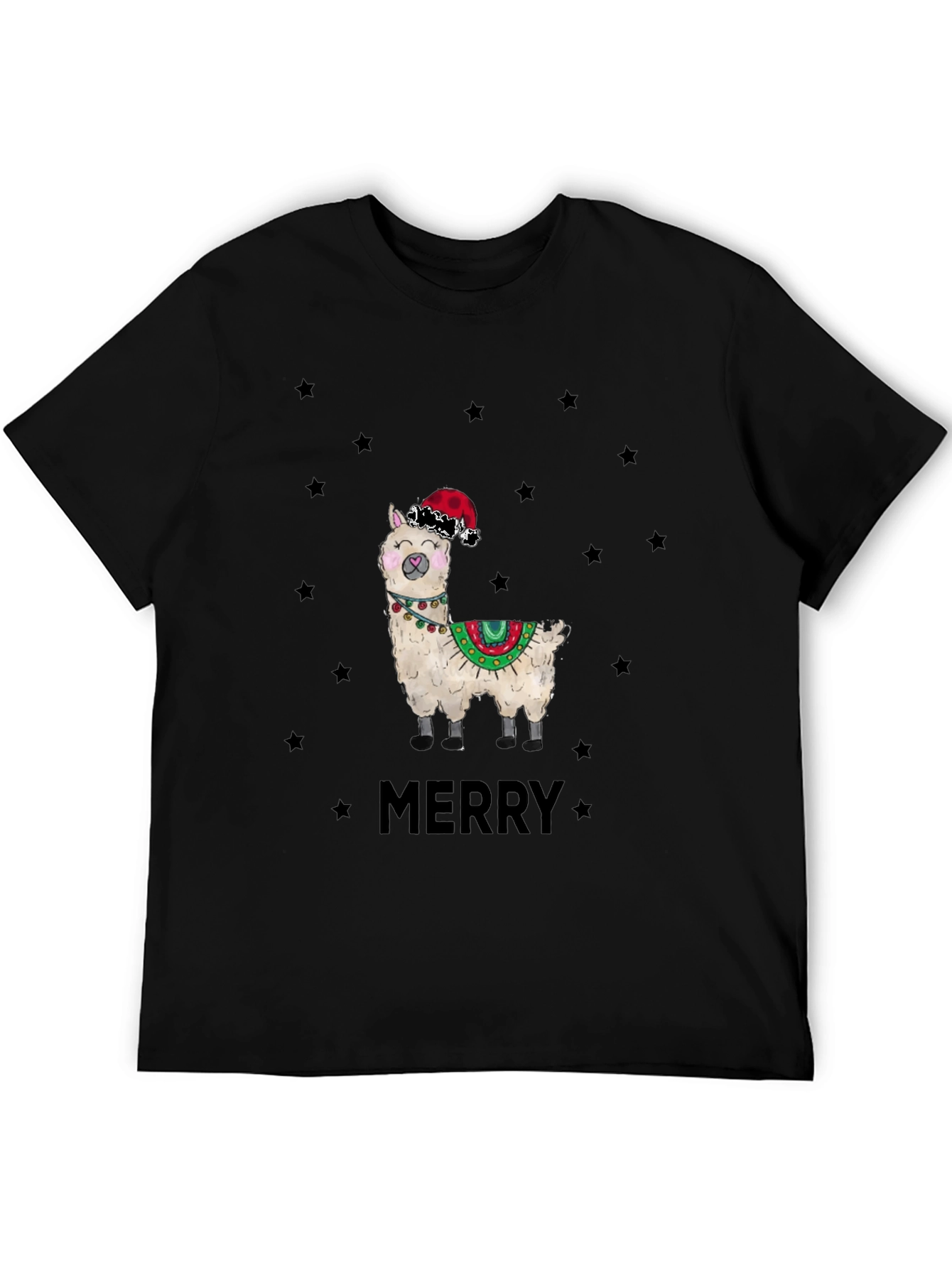 Festive Llama Graphic Tee - Christmas Holiday Apparel