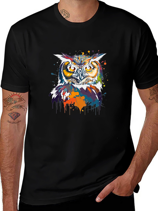Colorful Owl Graphic Print T-Shirt