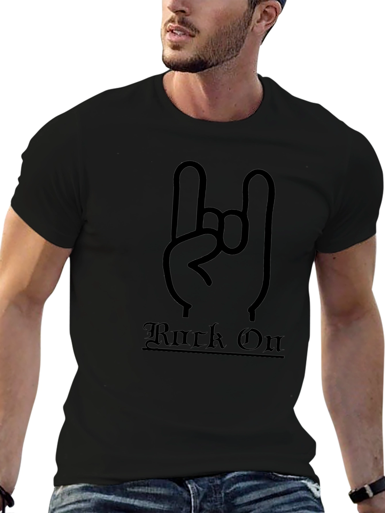 Rock On Black Graphic Tee
