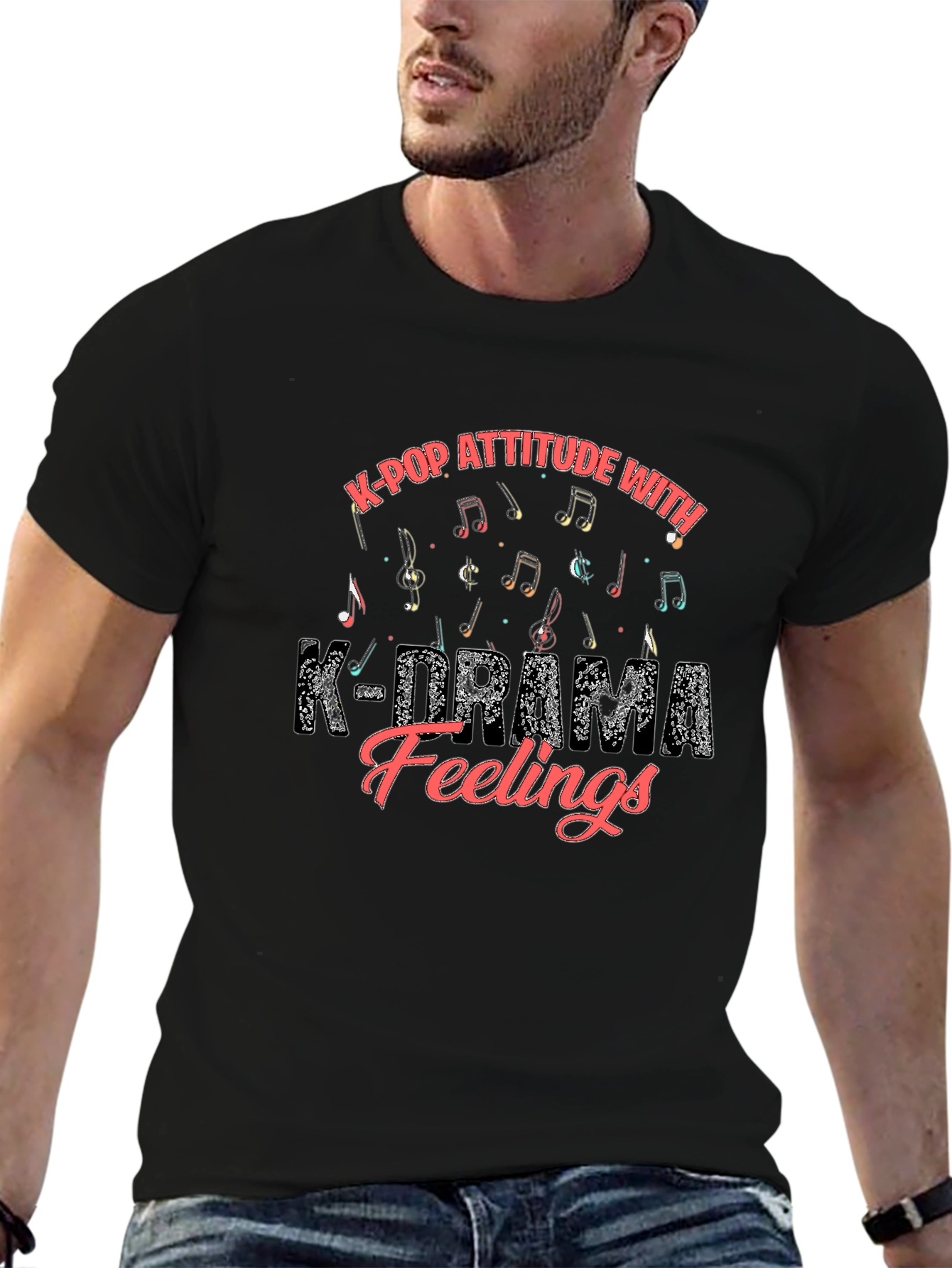 K-Pop Attitude K-Drama Feelings Black Graphic Tee