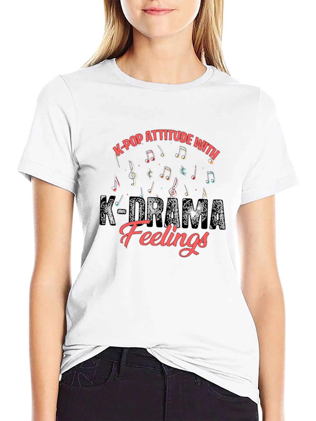 K-Pop Attitude K-Drama Feelings Black Graphic Tee