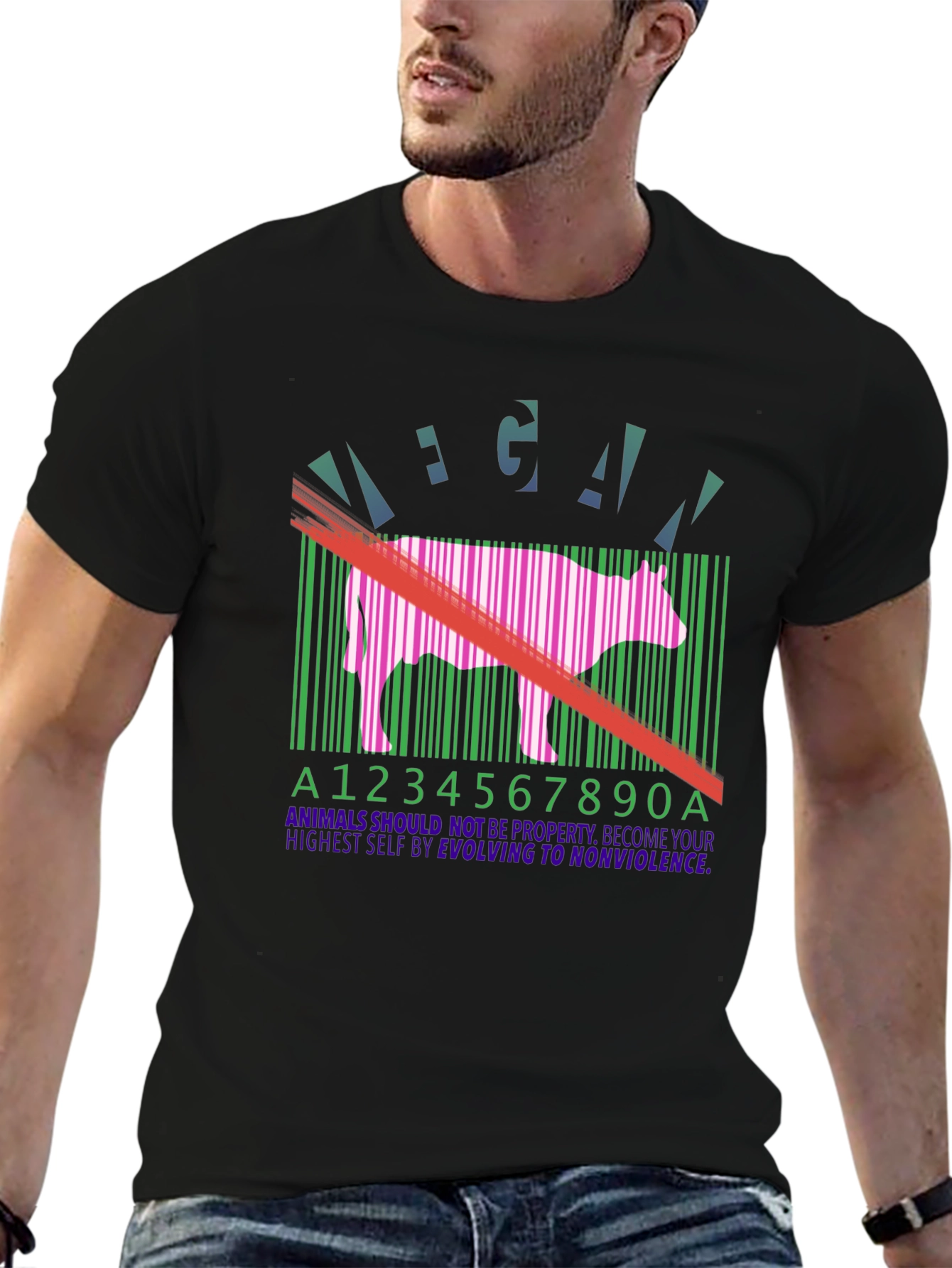 Vegan Cow Barcode T-Shirt