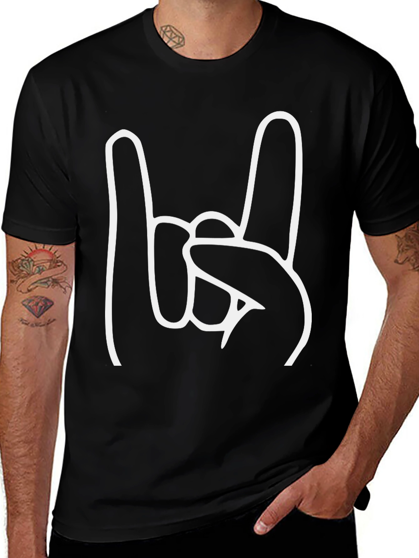 Rock On Graphic Tee - Black Cotton T-Shirt