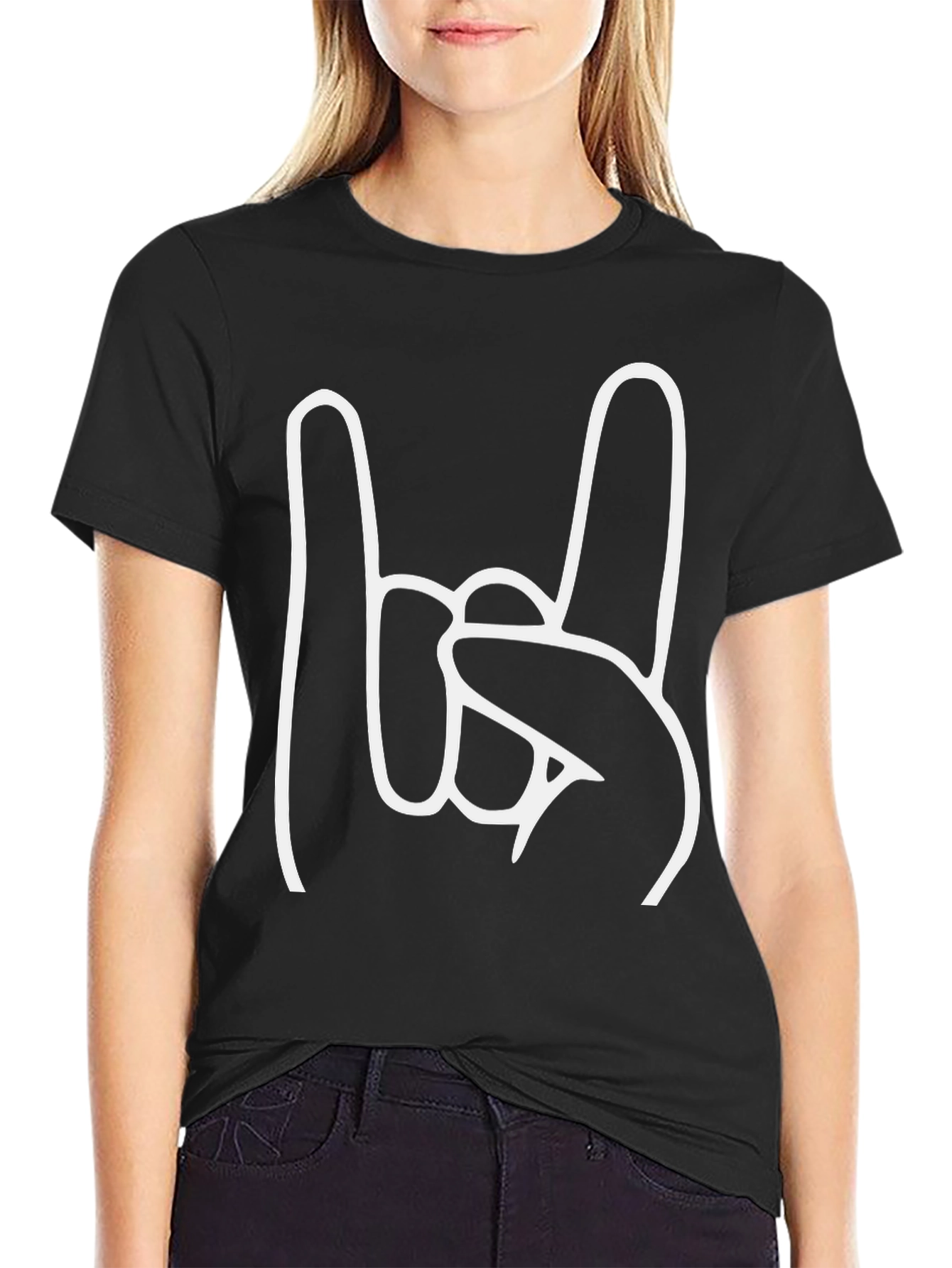Rock On Graphic Tee - Black Cotton T-Shirt
