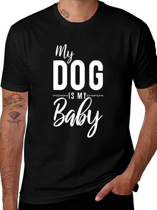 My Dog Is My Baby Graphic Tee - Black Cotton