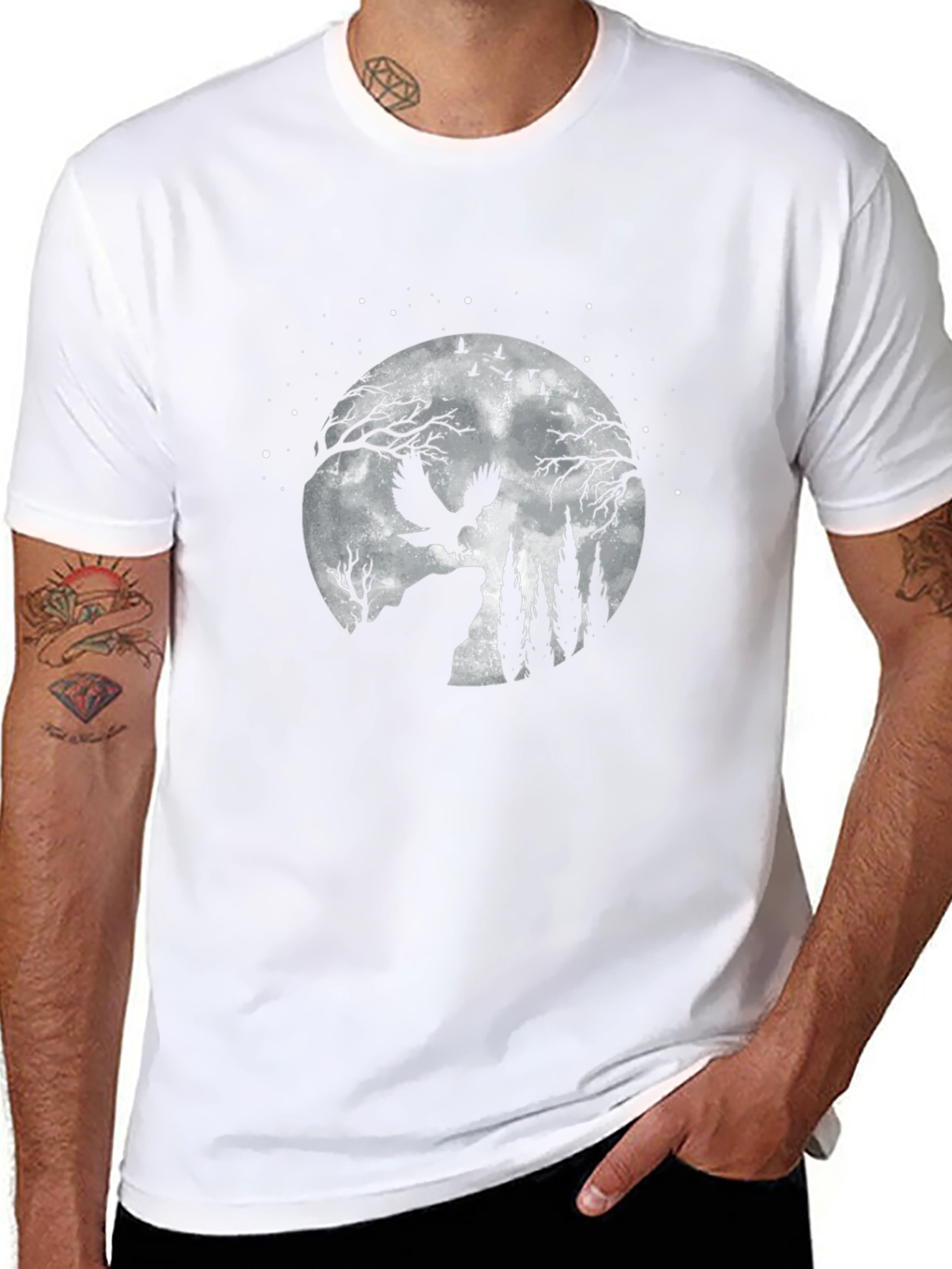 Owl Moon T-Shirt - Night Scene Tee