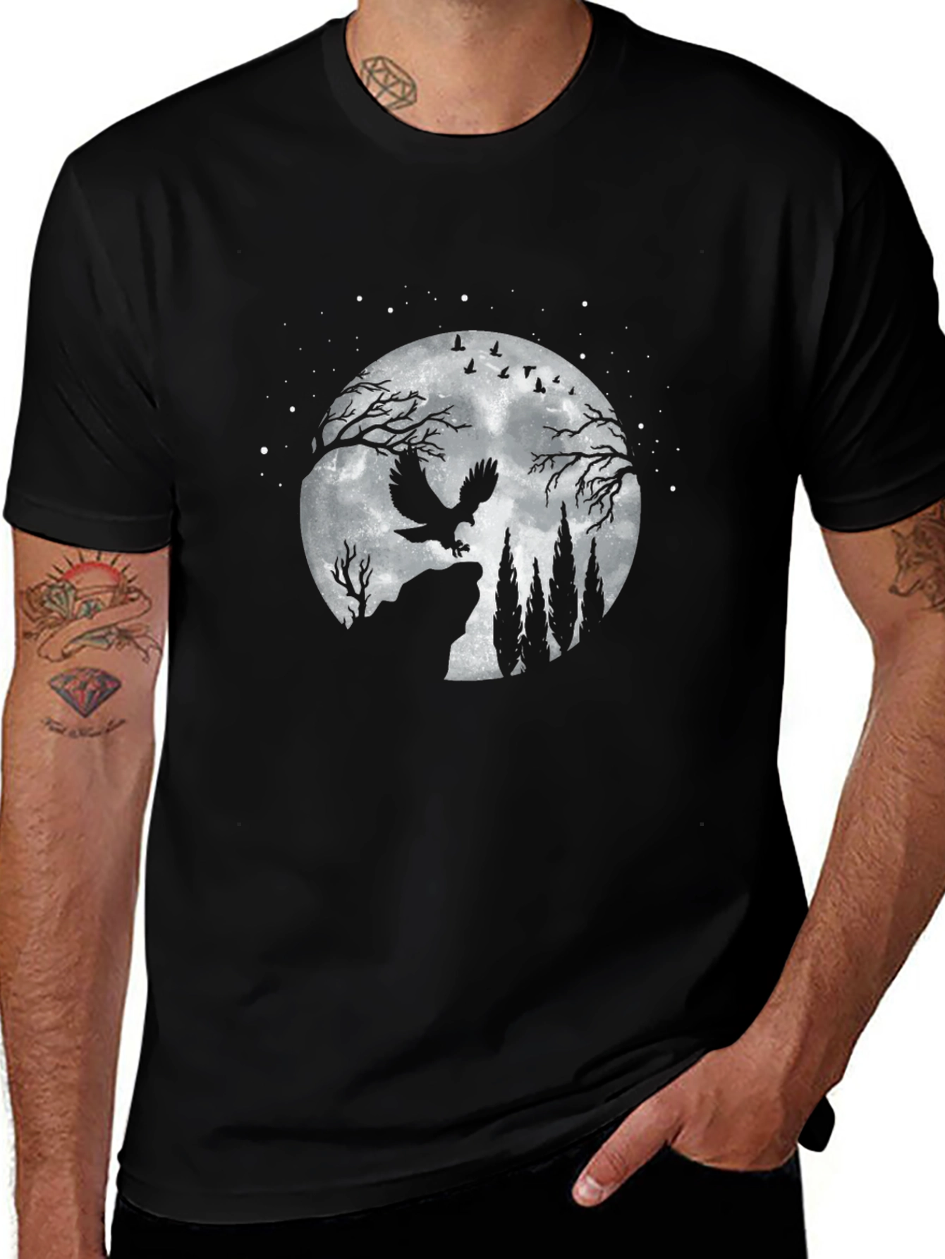 Owl Moon T-Shirt - Night Scene Tee
