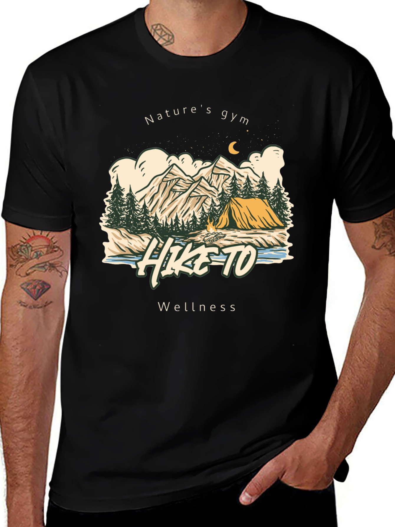 Natures Gym Hike To Wellness Black T-Shirt