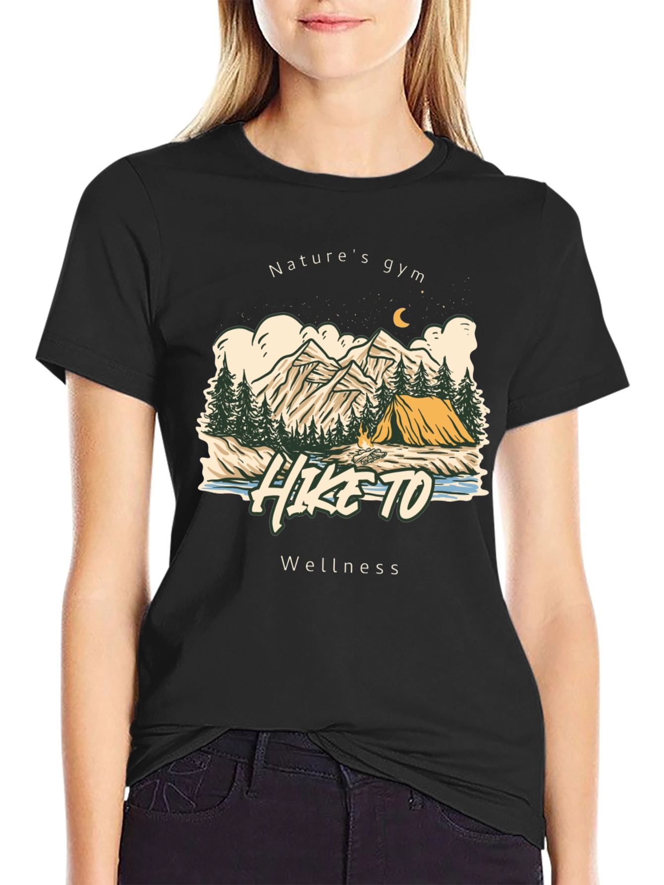 Natures Gym Hike To Wellness Black T-Shirt