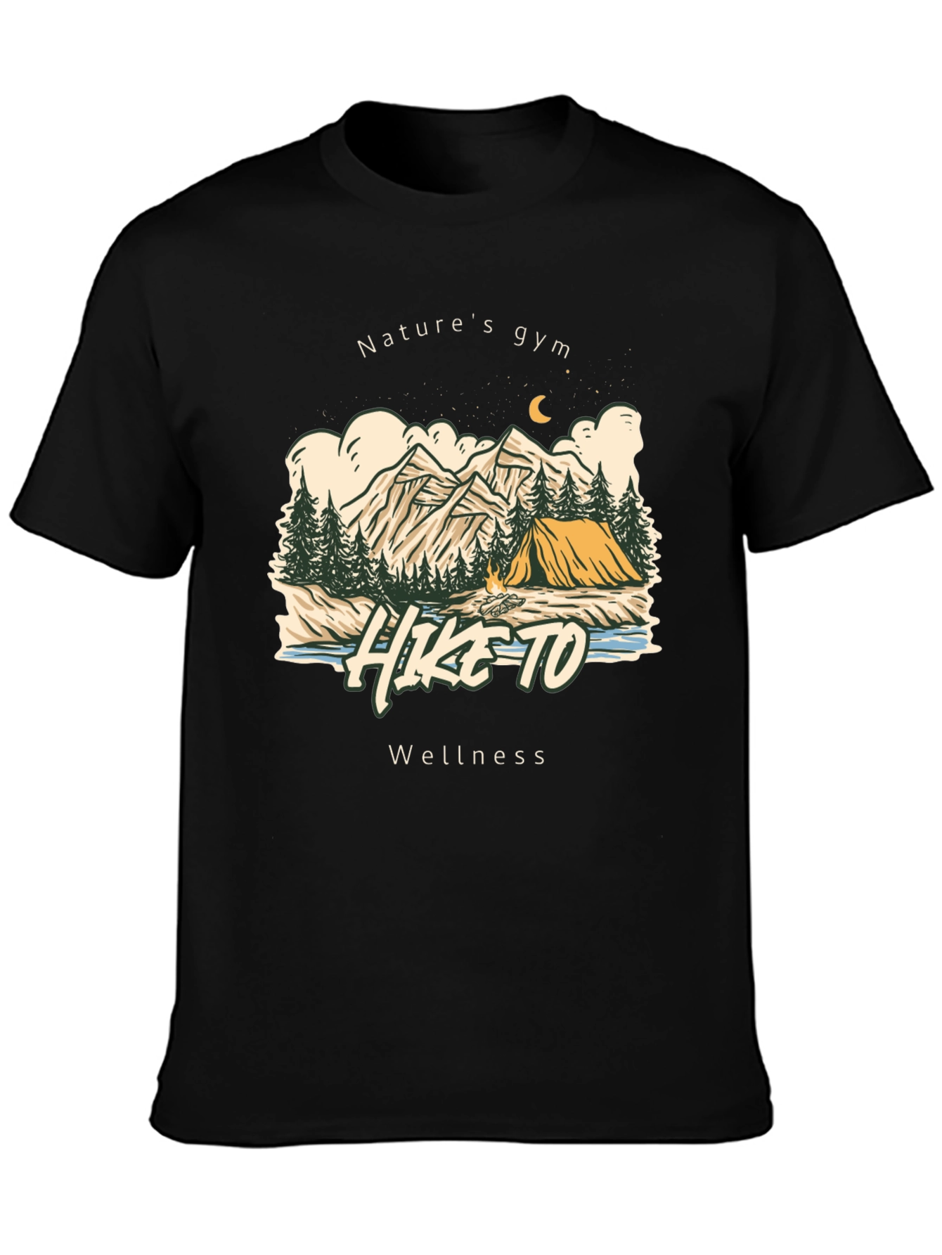 Natures Gym Hike To Wellness Black T-Shirt