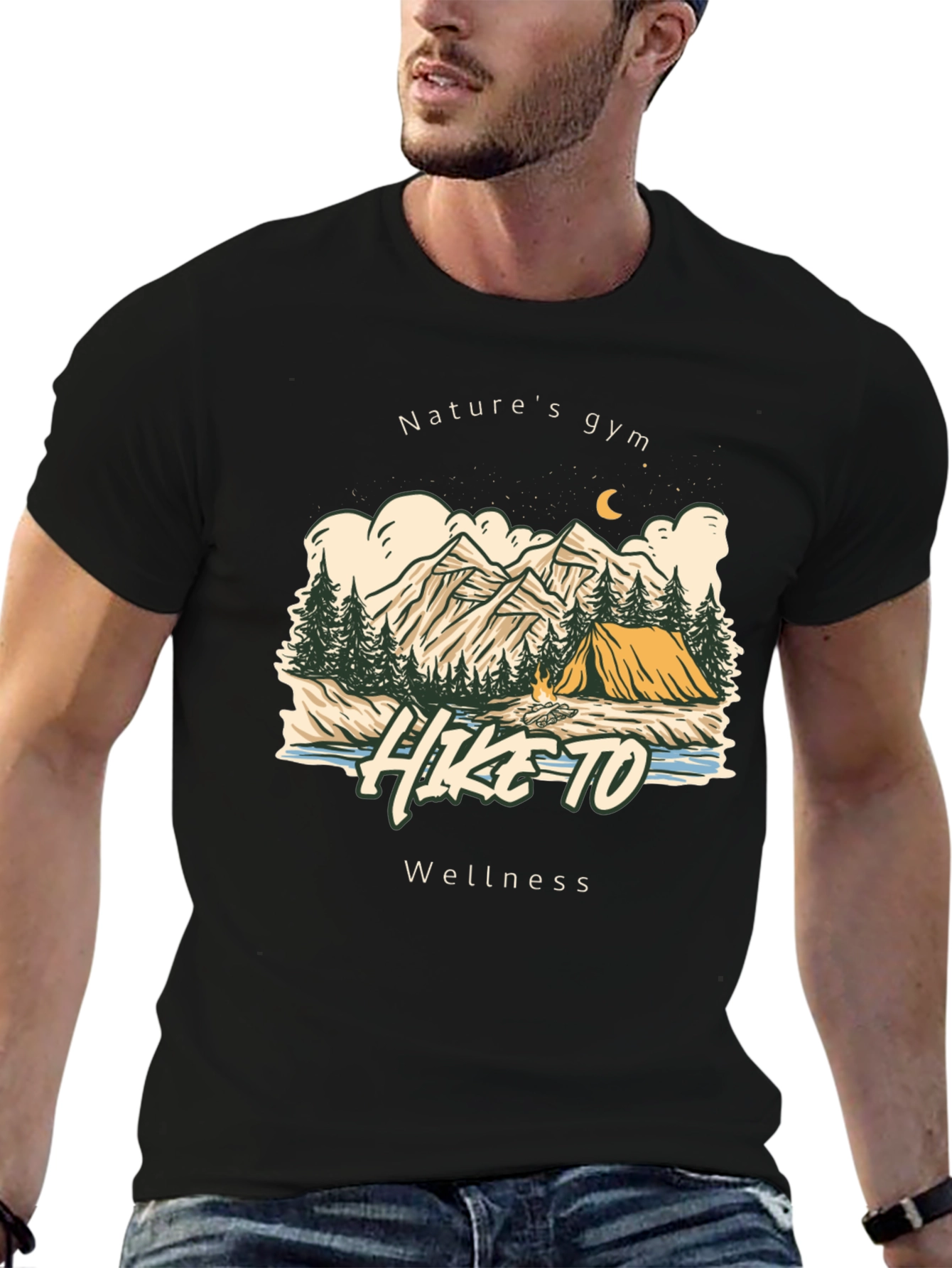Natures Gym Hike To Wellness Black T-Shirt