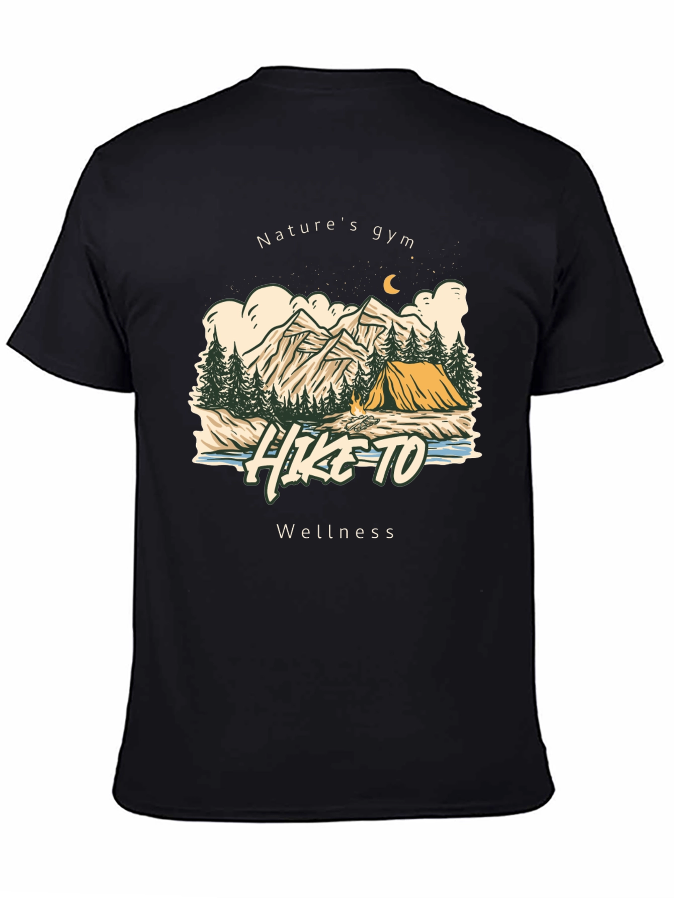 Natures Gym Hike To Wellness Black T-Shirt