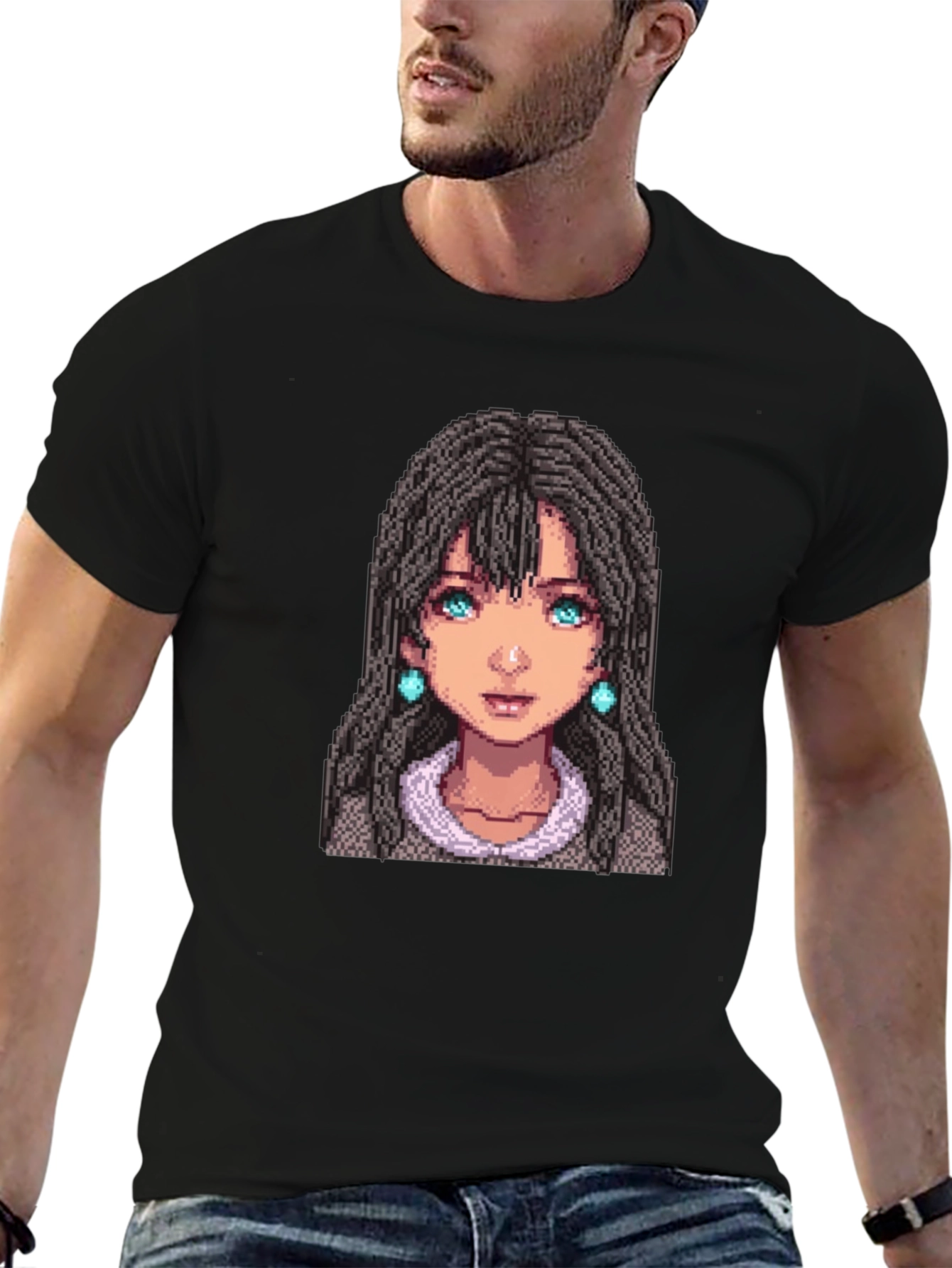 Pixel Art Character Black T-Shirt