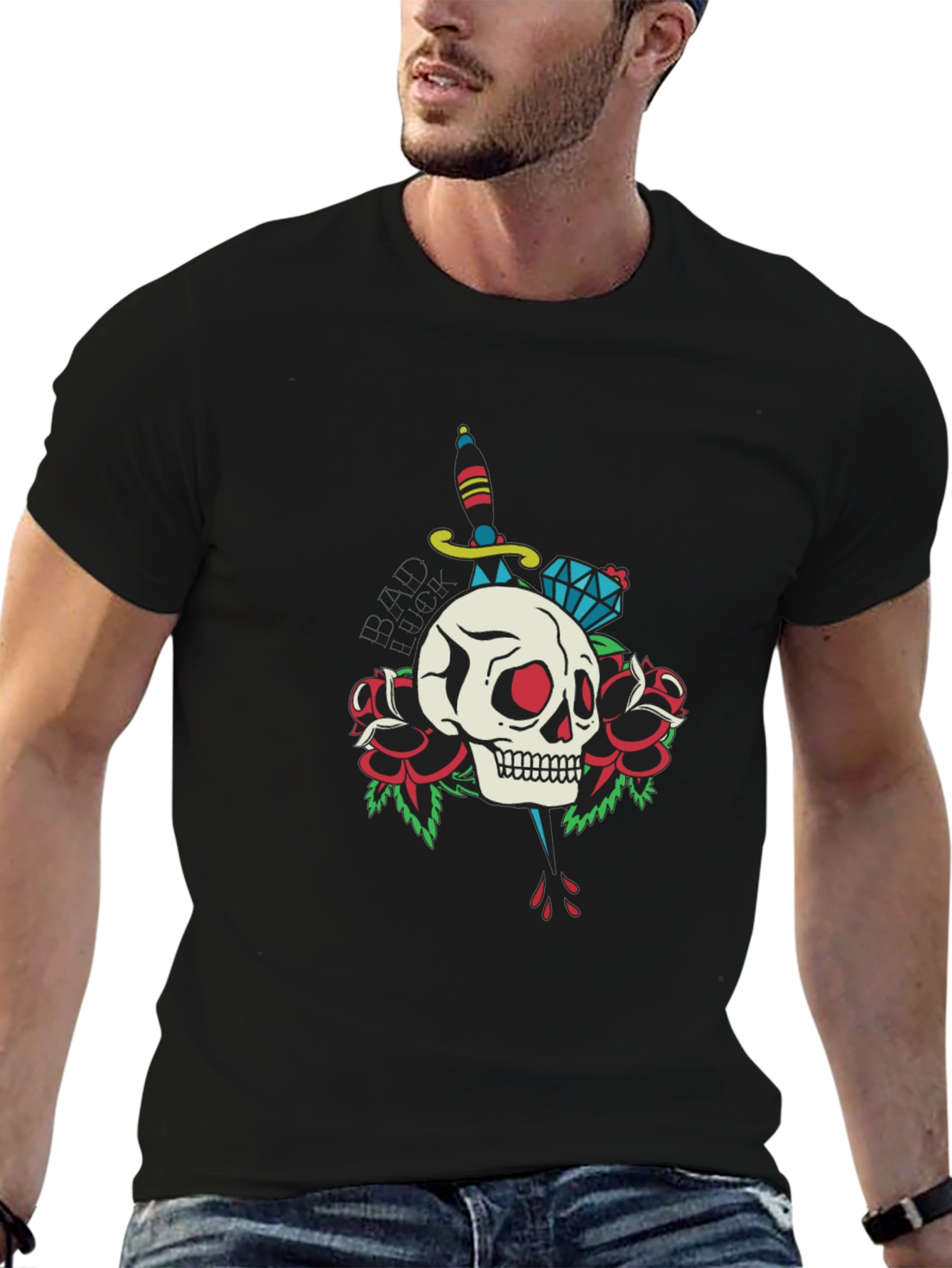 Skull Dagger & Rose Graphic Tee