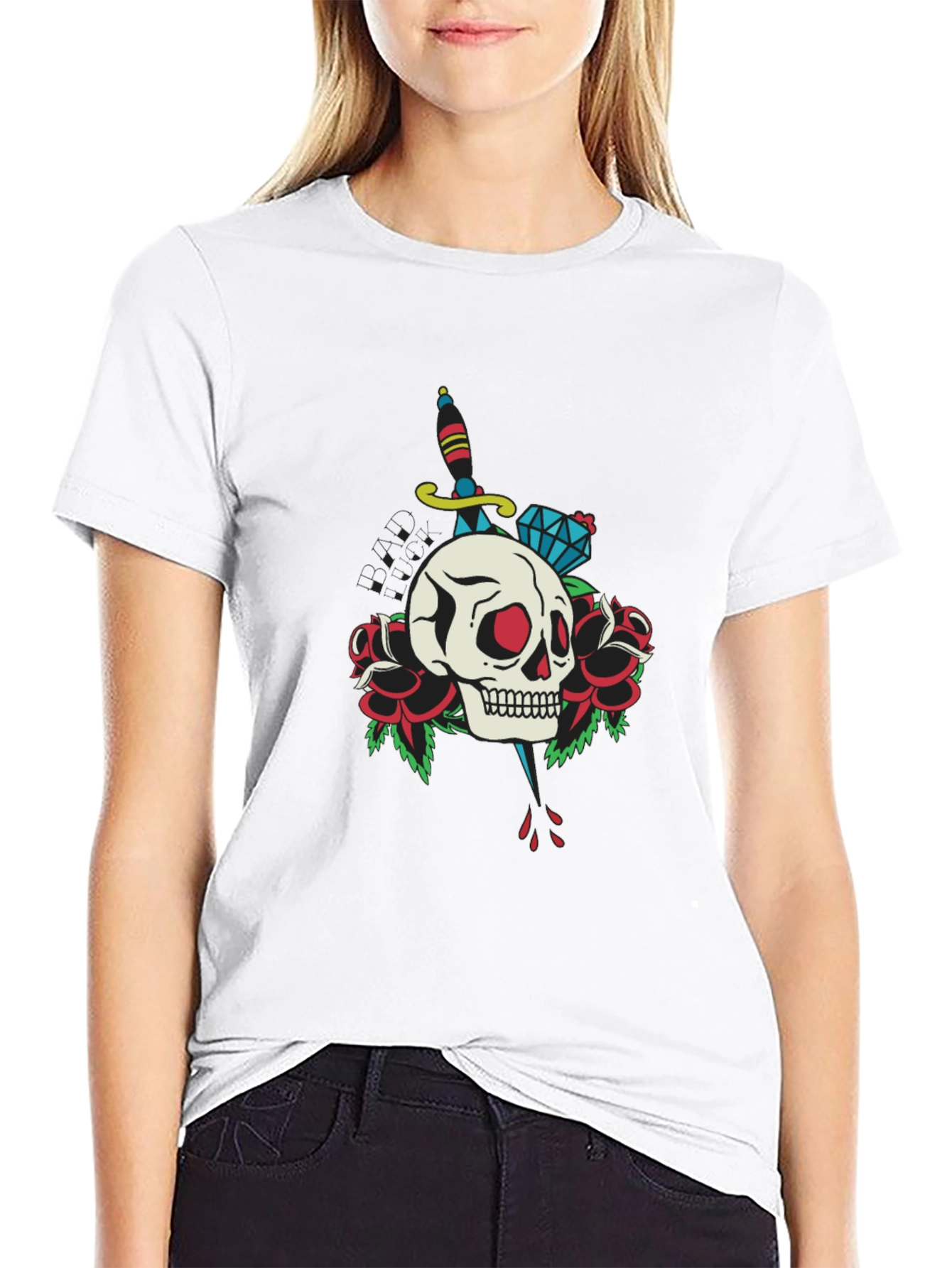Skull Dagger & Rose Graphic Tee