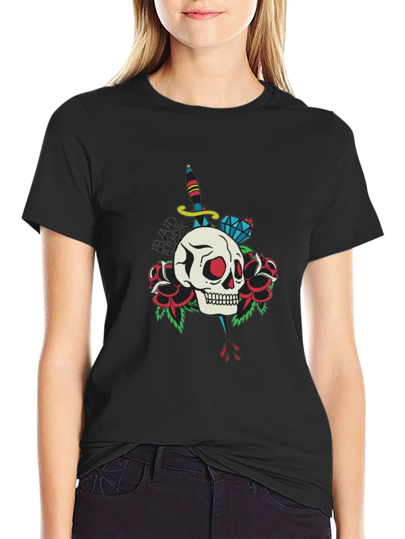 Skull Dagger & Rose Graphic Tee