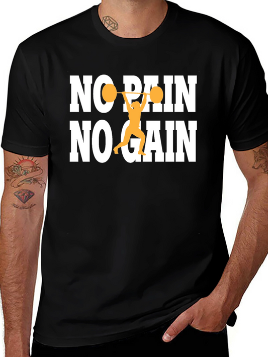No Pain No Gain Black T-Shirt - Weightlifting Gym Apparel