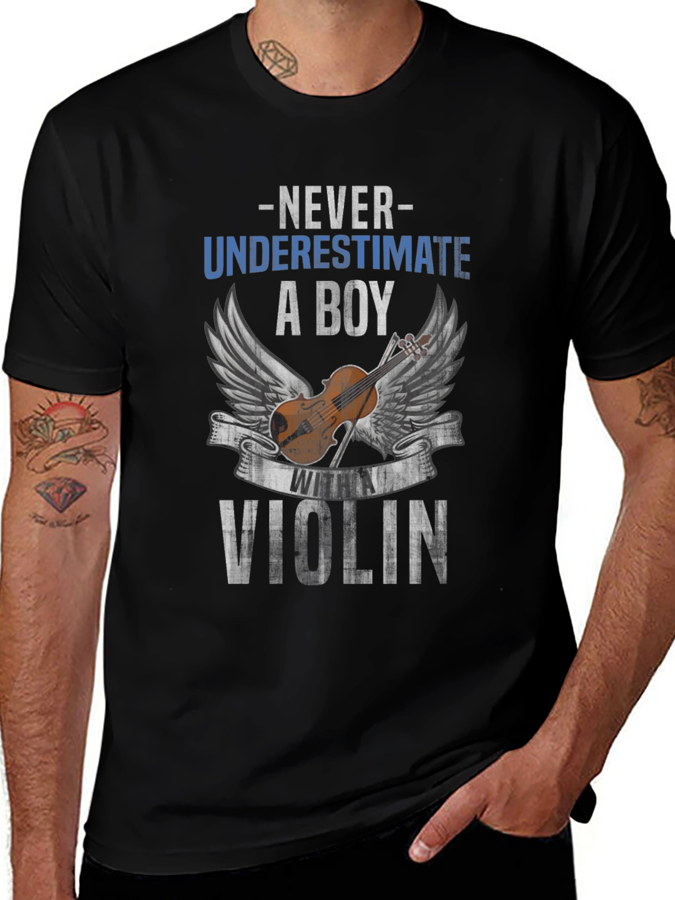 Boy with Violin Graphic T-Shirt Musician Tee