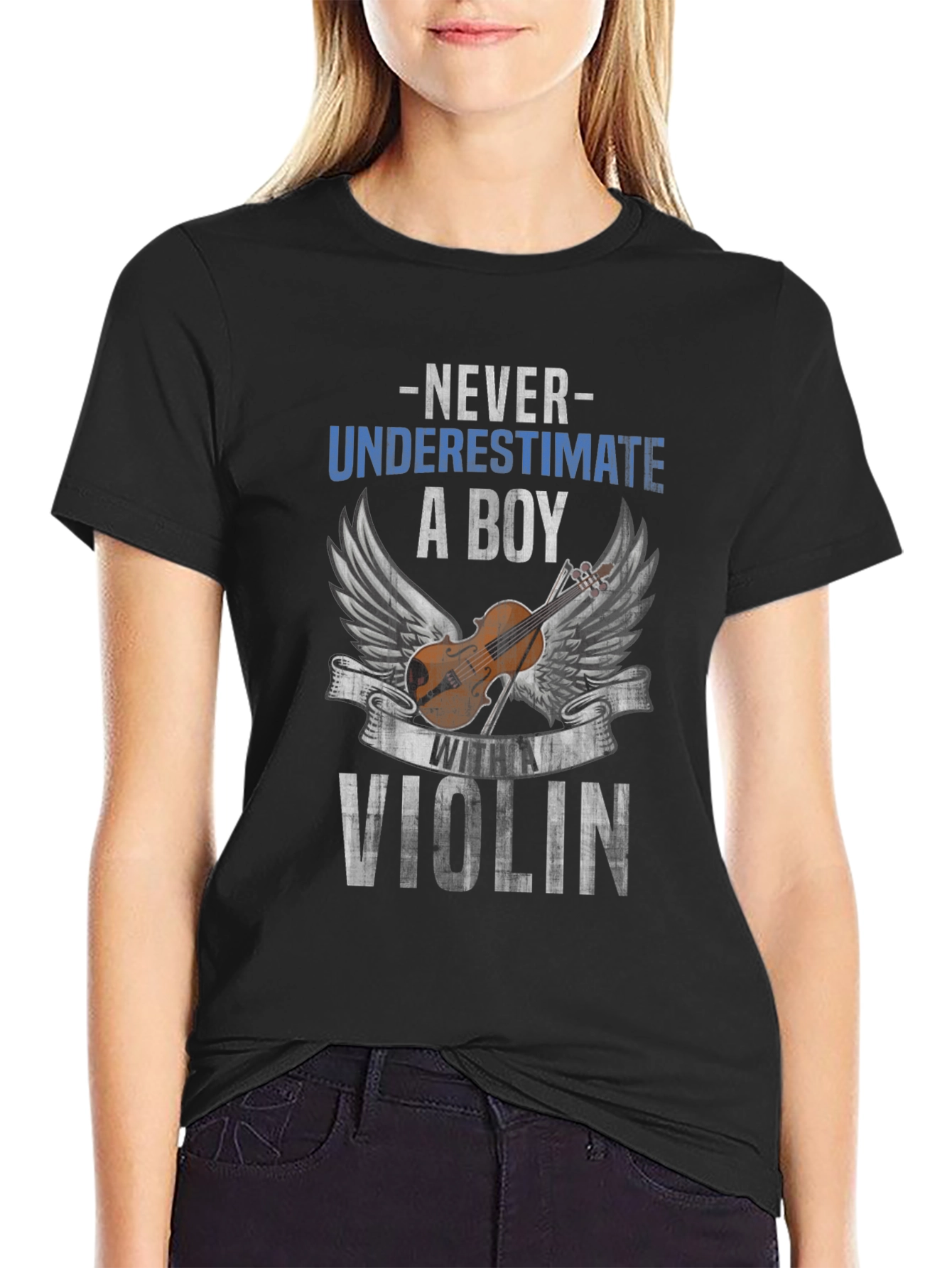 Boy with Violin Graphic T-Shirt Musician Tee