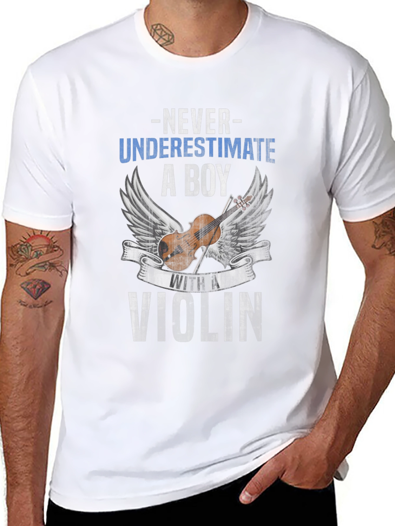 Boy with Violin Graphic T-Shirt Musician Tee