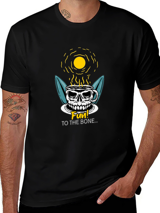 Skull Coffee Cup Graphic Tee - Fun to the Bone